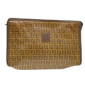 FENDI Zucchino Canvas Clutch Bag Brown cl640