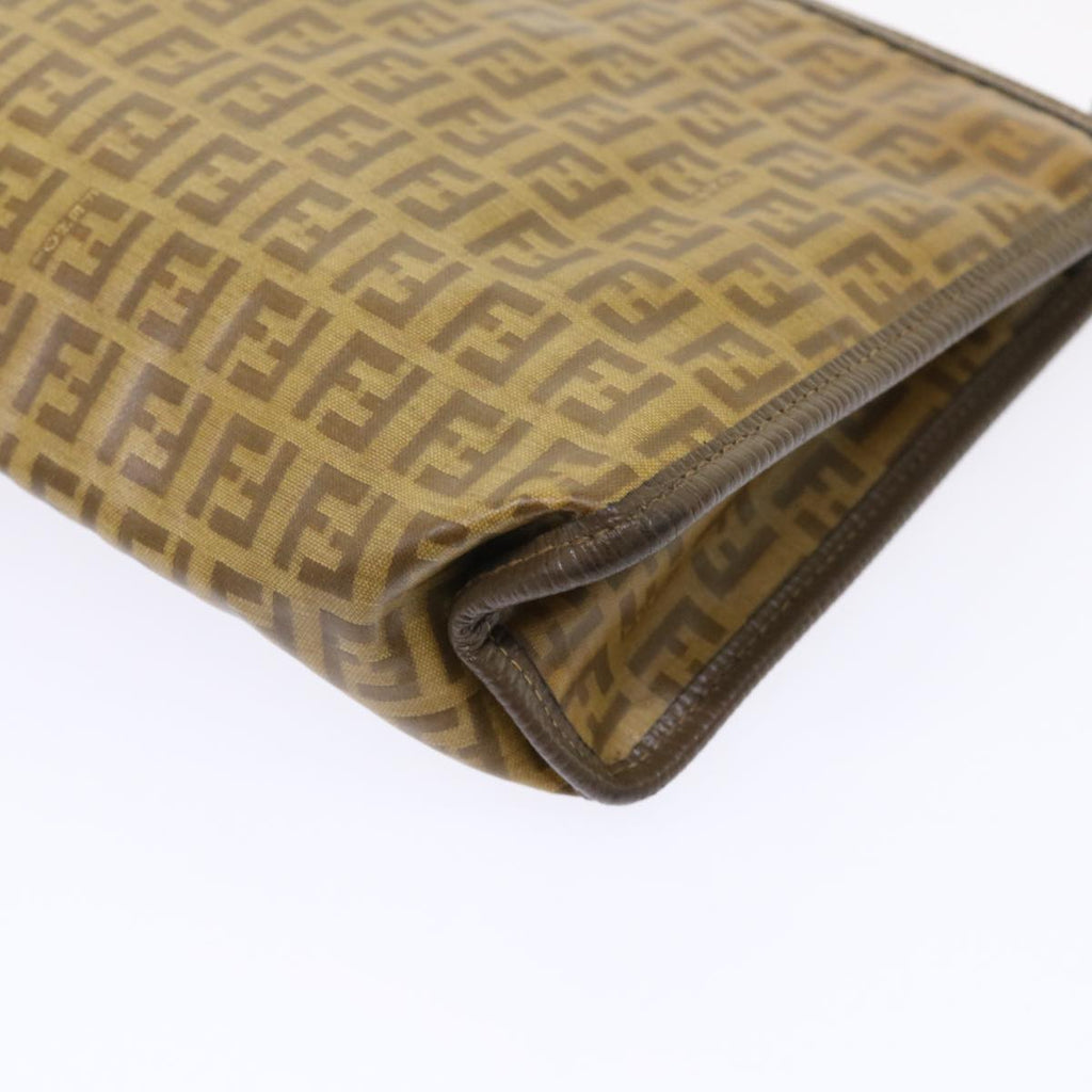 FENDI Zucchino Canvas Clutch Bag Brown cl640