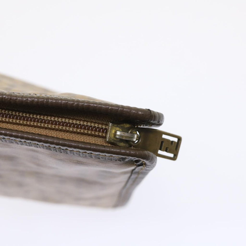 FENDI Zucchino Canvas Clutch Bag Brown cl640