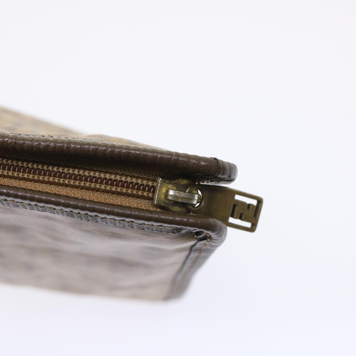 FENDI Zucchino Canvas Clutch Bag Brown cl640