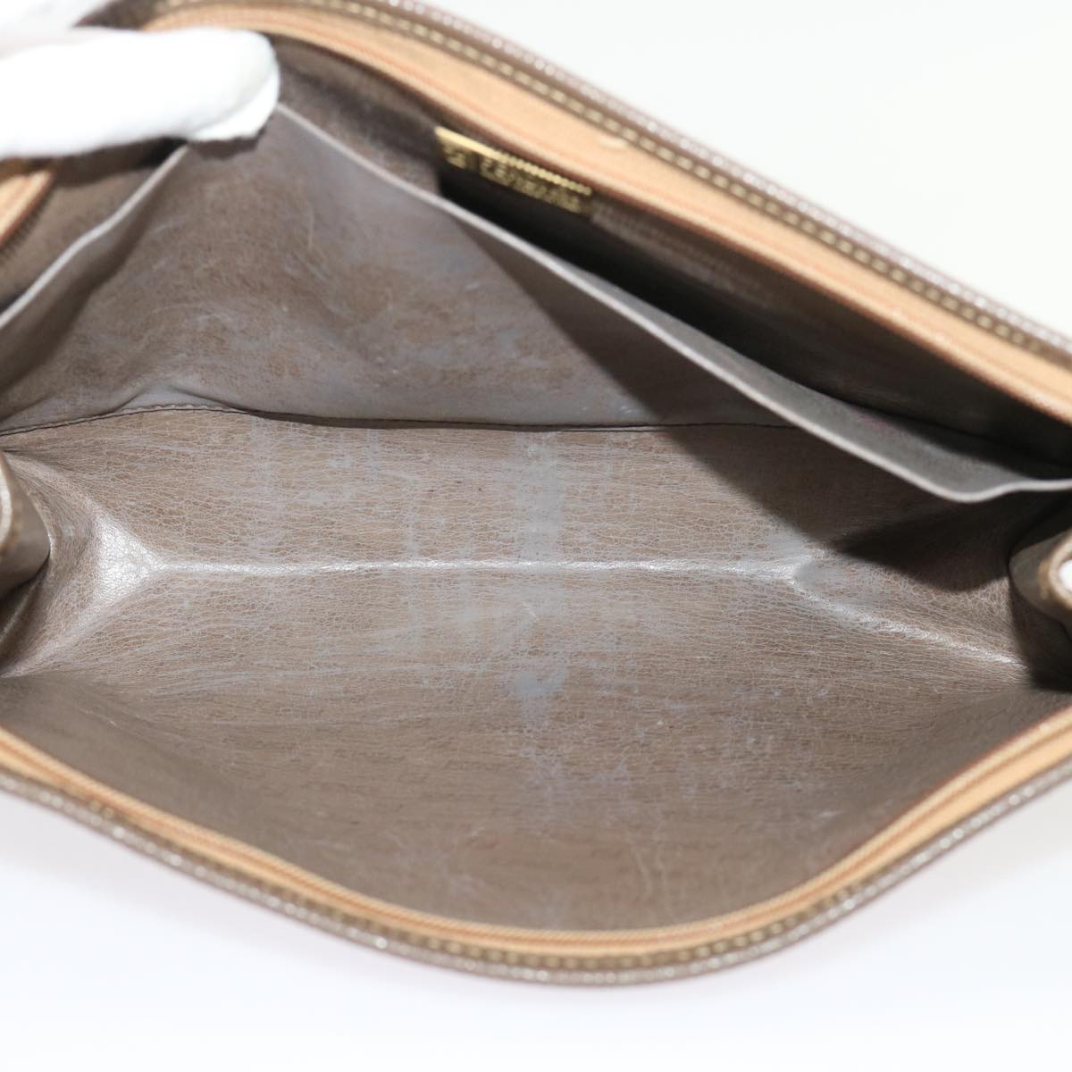 FENDI Zucchino Canvas Clutch Bag Brown cl640