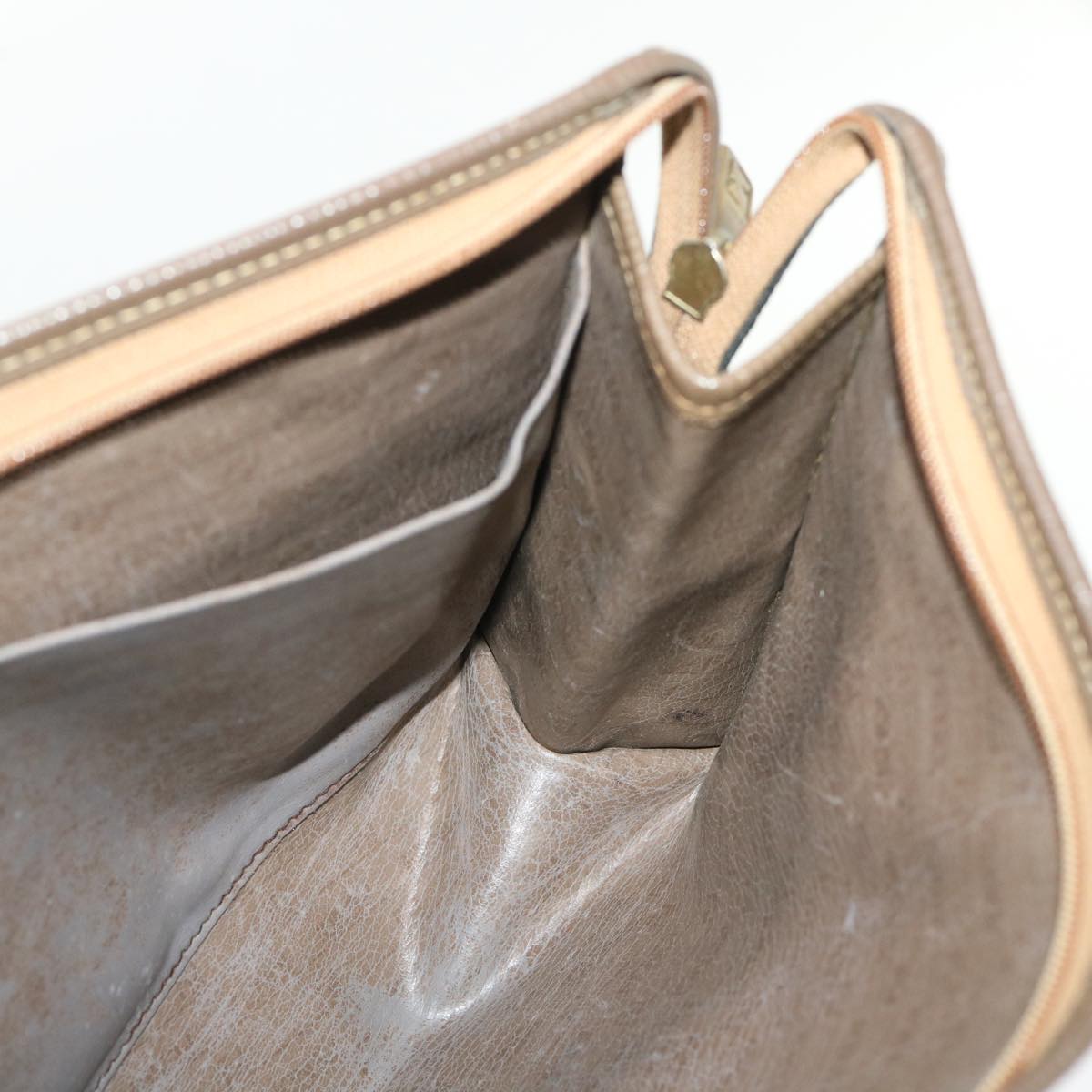 FENDI Zucchino Canvas Clutch Bag Brown cl640