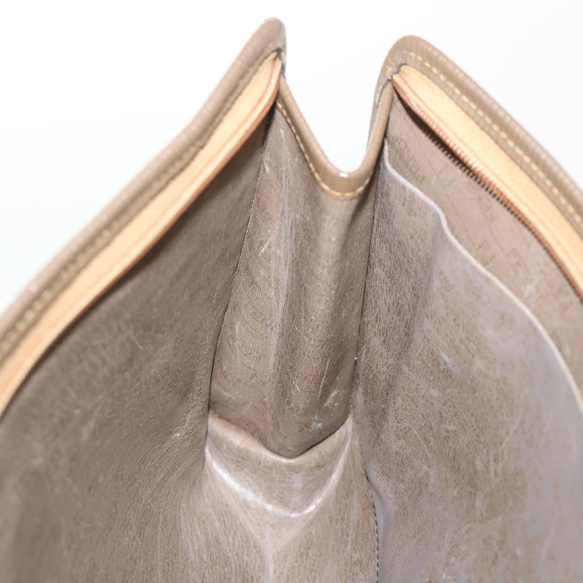 FENDI Zucchino Canvas Clutch Bag Brown cl640