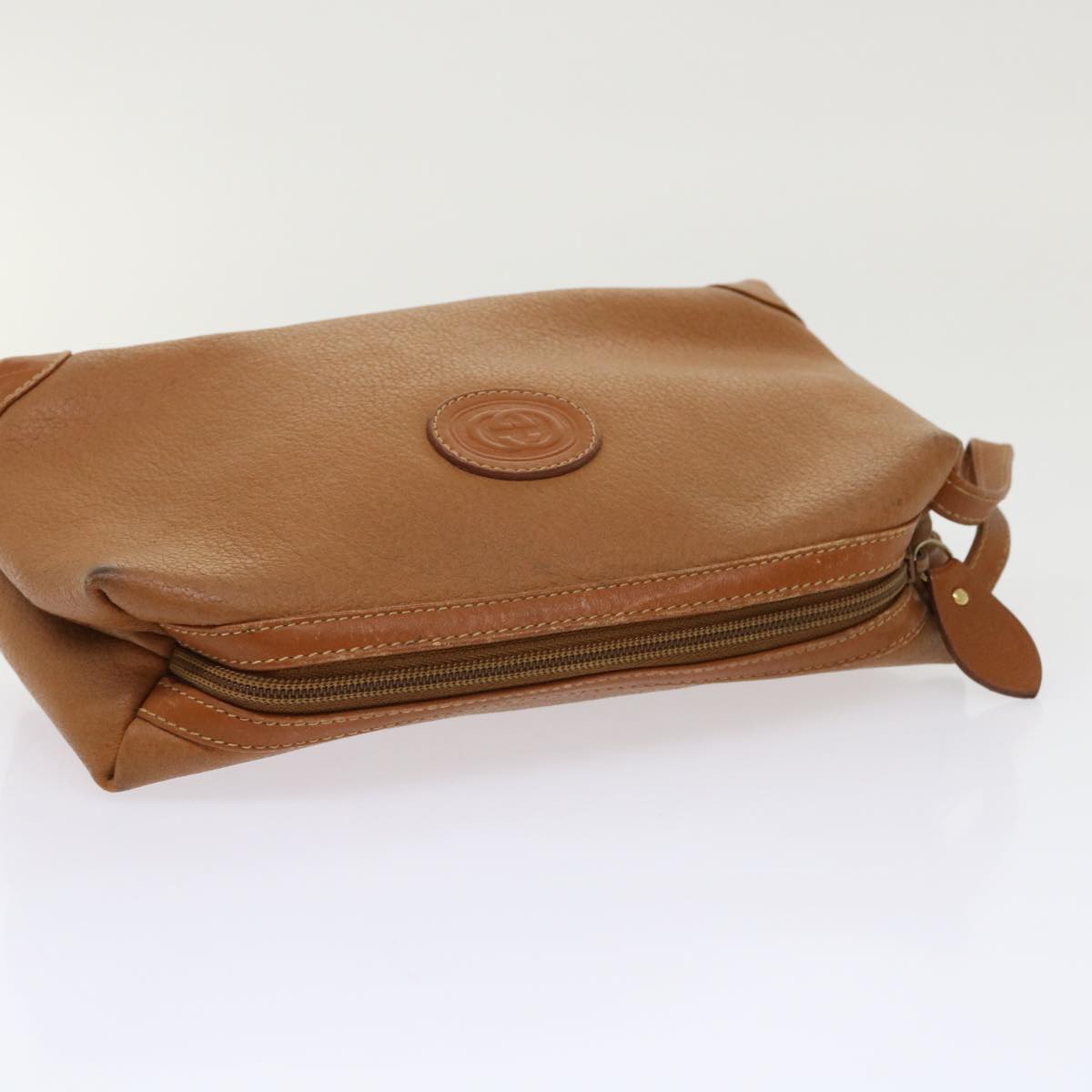GUCCI Clutch Bag Leather Brown cl659