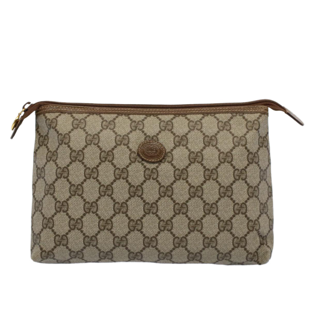 GUCCI GG Canvas Pouch PVC Leather Beige 014 115 6088 cl746