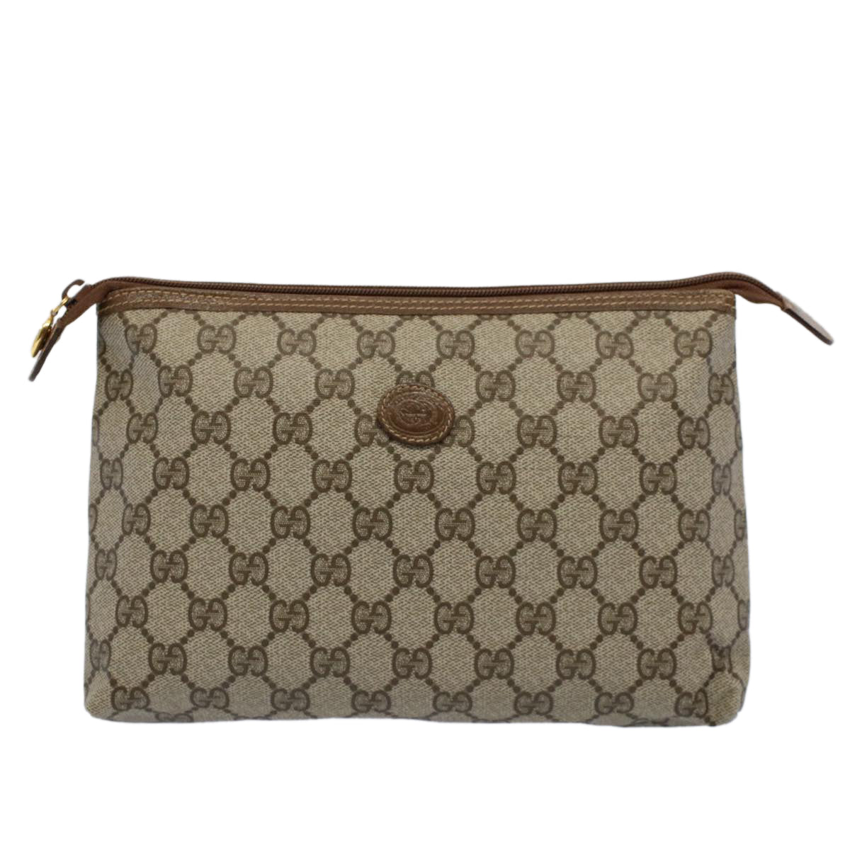 GUCCI GG Canvas Pouch PVC Leather Beige 014 115 6088 cl746