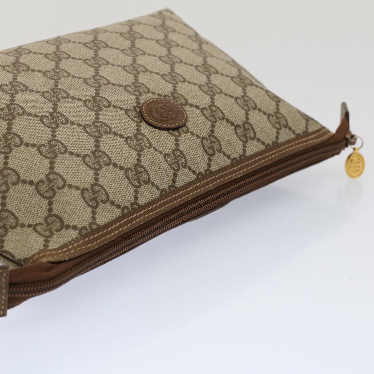 GUCCI GG Canvas Pouch PVC Leather Beige 014 115 6088 cl746