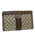 GUCCI GG Supreme Web Sherry Line Clutch Bag Beige Red Green 89 01 002 cl792