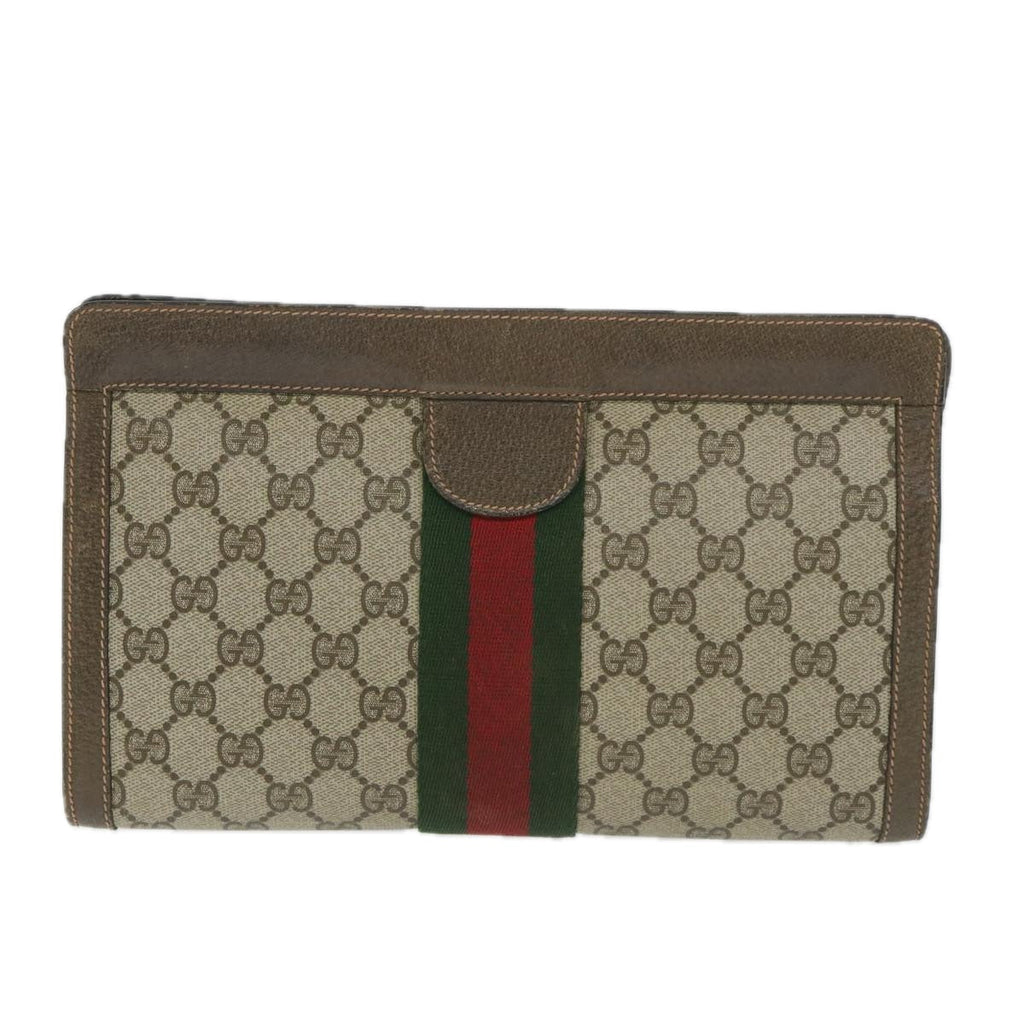 GUCCI GG Supreme Web Sherry Line Clutch Bag Beige Red Green 89 01 002 cl792