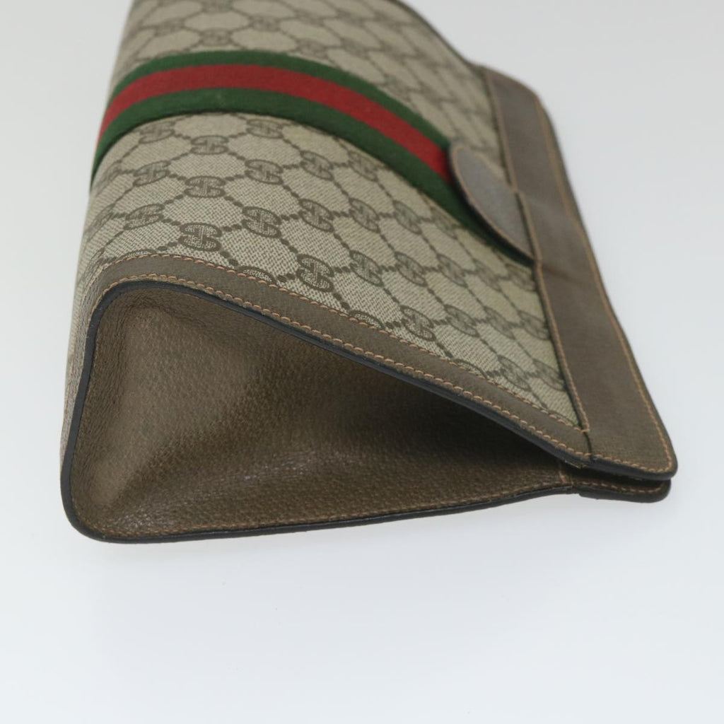 GUCCI GG Supreme Web Sherry Line Clutch Bag Beige Red Green 89 01 002 cl792