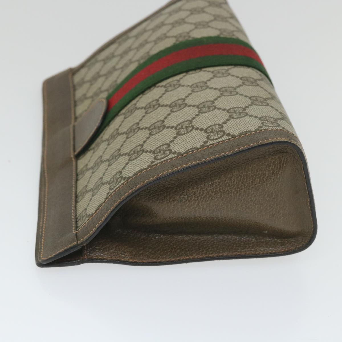GUCCI GG Supreme Web Sherry Line Clutch Bag Beige Red Green 89 01 002 cl792
