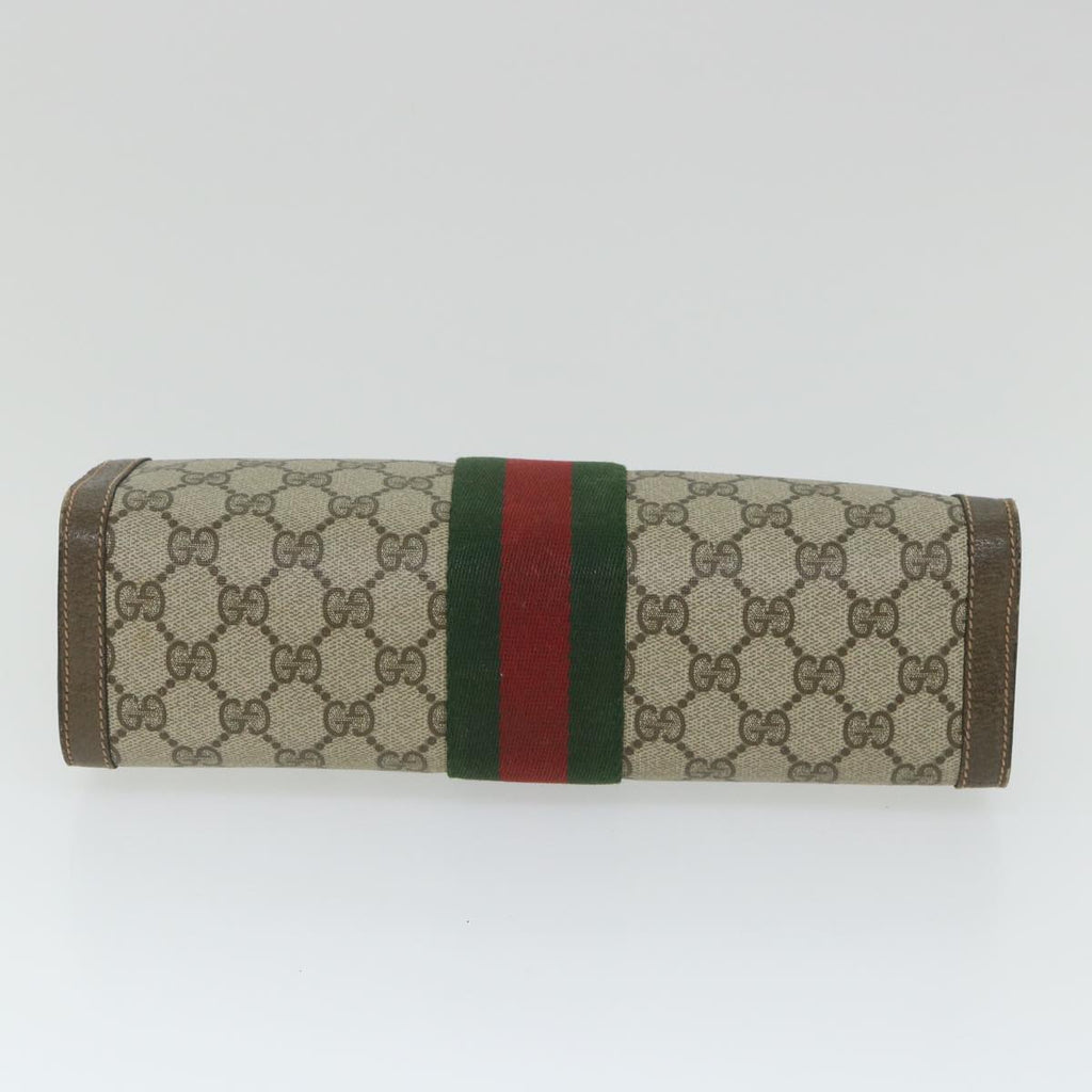 GUCCI GG Supreme Web Sherry Line Clutch Bag Beige Red Green 89 01 002 cl792