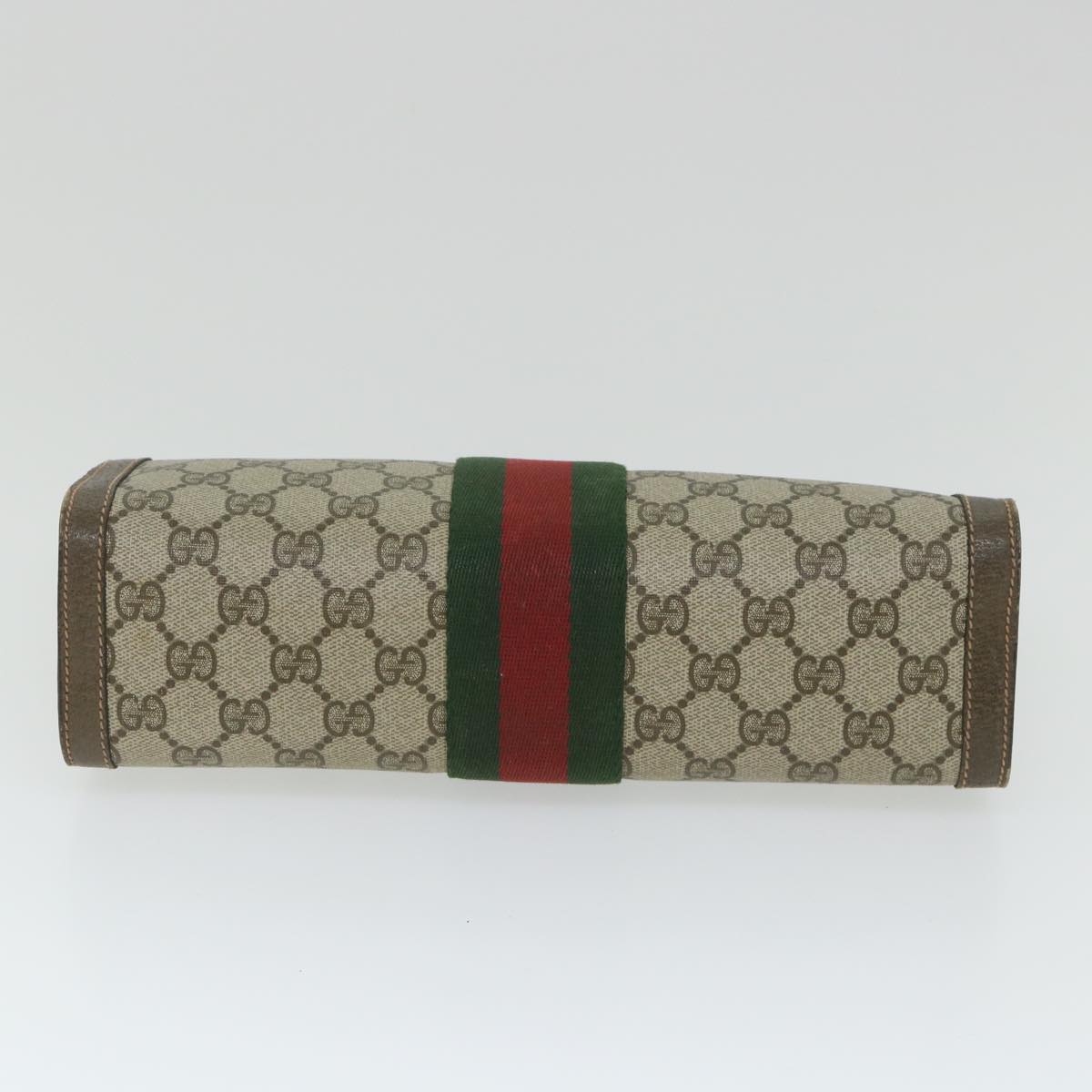 GUCCI GG Supreme Web Sherry Line Clutch Bag Beige Red Green 89 01 002 cl792