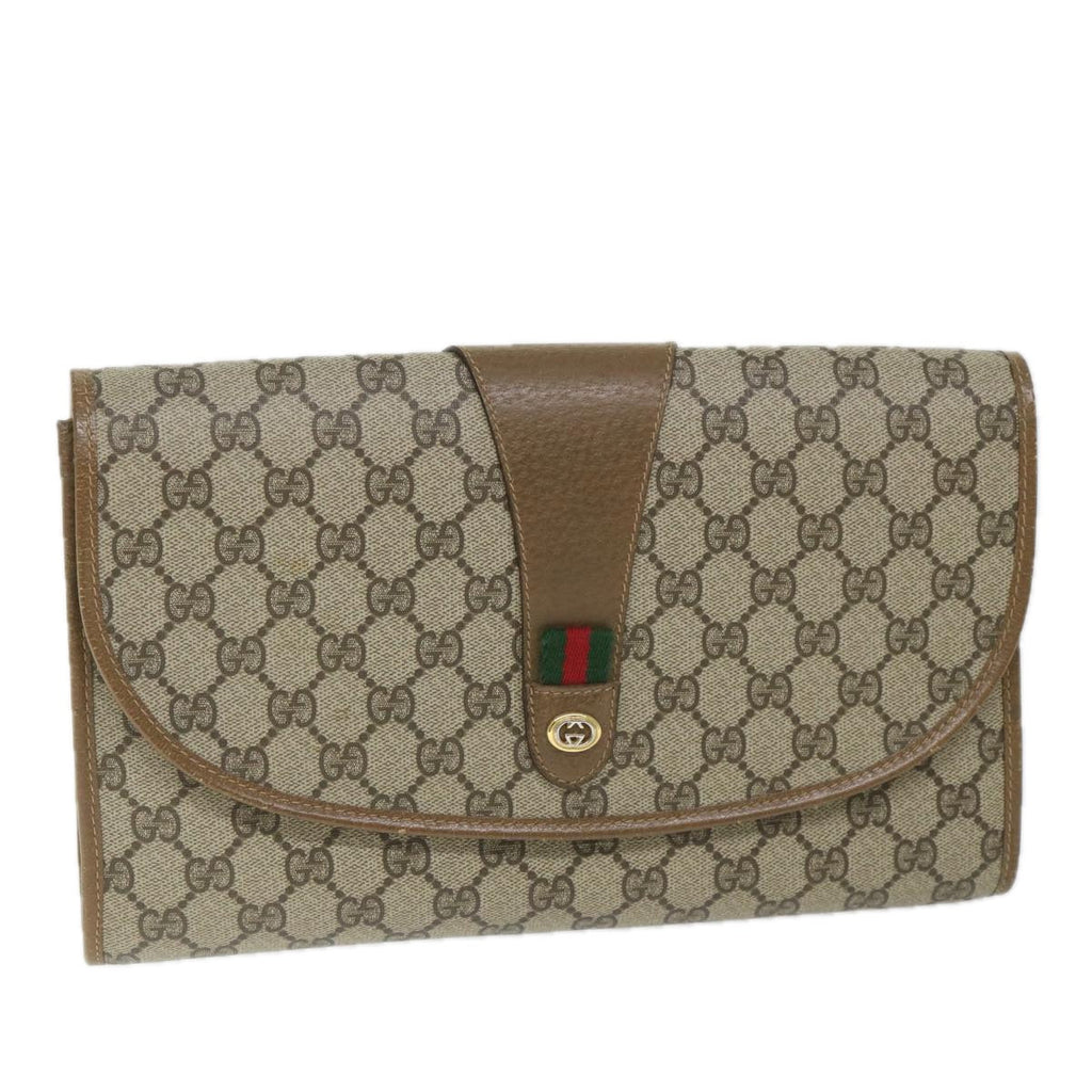 GUCCI GG Supreme Web Sherry Line Clutch Bag Beige Red Green 89 01 031 cl797