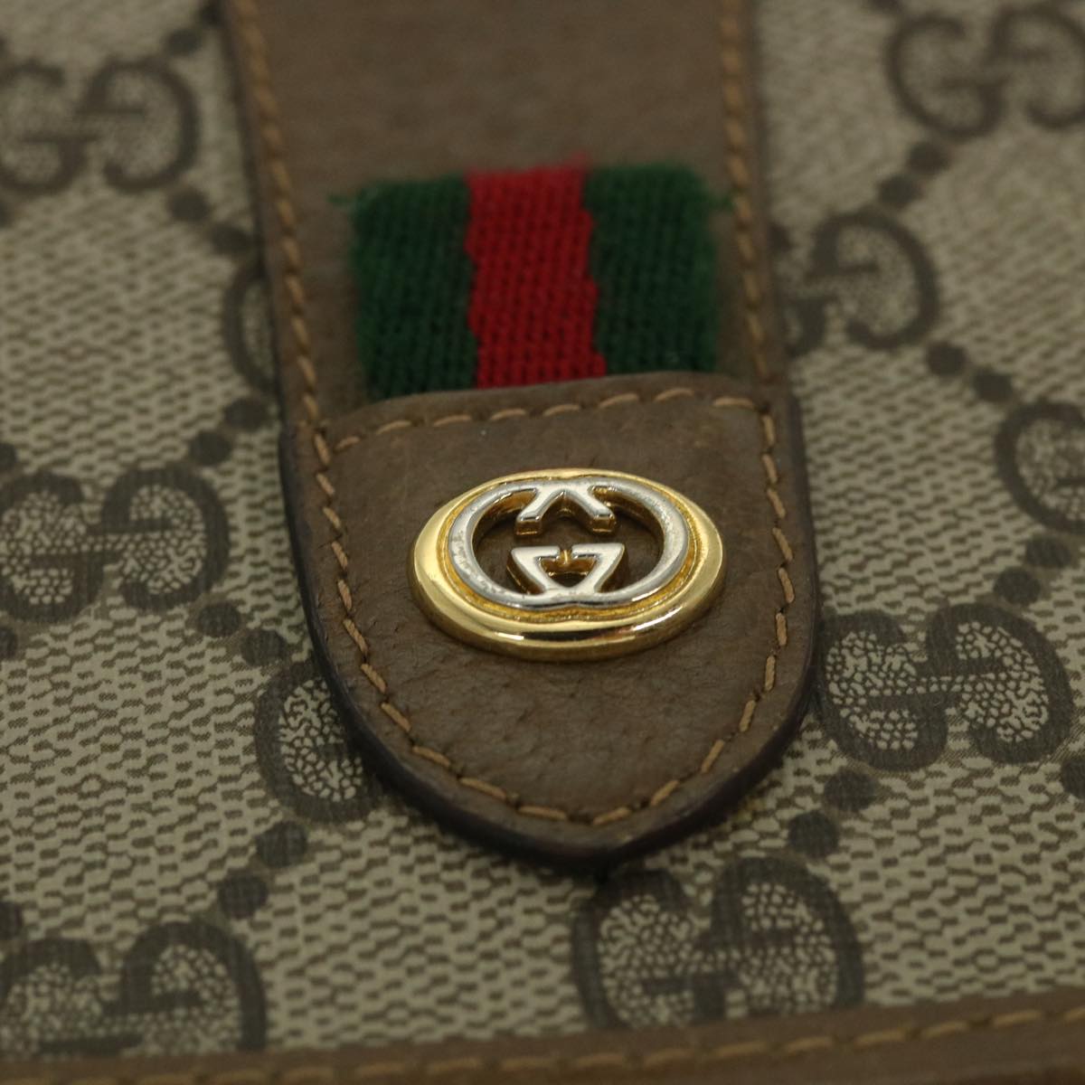 GUCCI GG Supreme Web Sherry Line Clutch Bag Beige Red Green 89 01 031 cl797