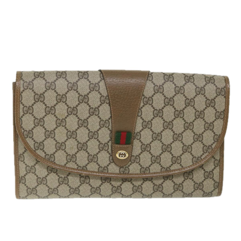 GUCCI GG Supreme Web Sherry Line Clutch Bag Beige Red Green 89 01 031 cl797