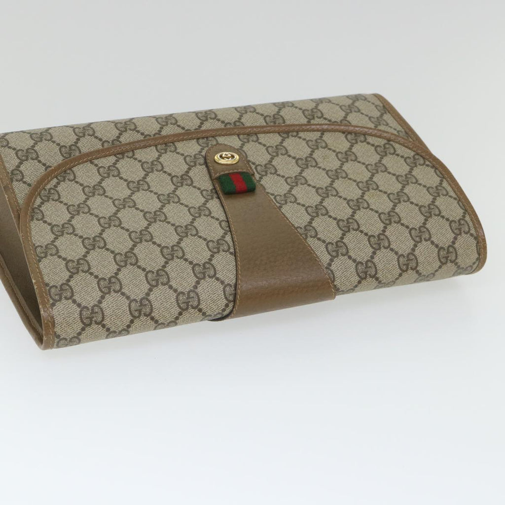 GUCCI GG Supreme Web Sherry Line Clutch Bag Beige Red Green 89 01 031 cl797