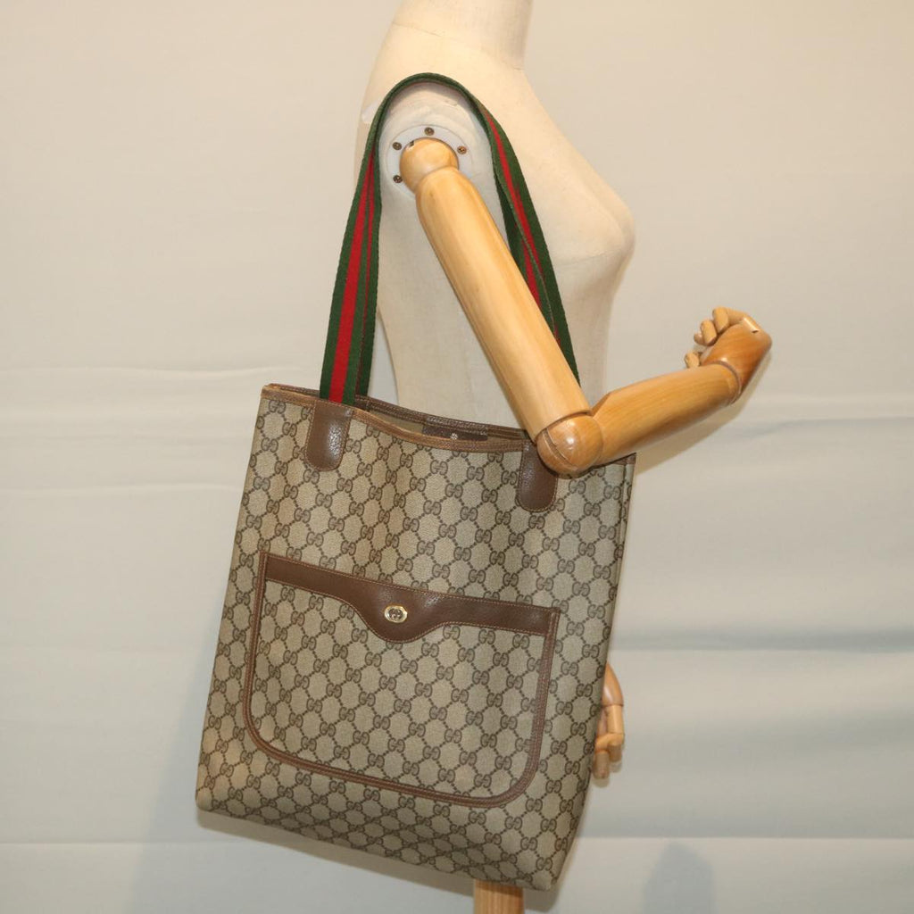 GUCCI GG Supreme Web Sherry Line Tote Bag Beige Red Green 40 02 003 cl801