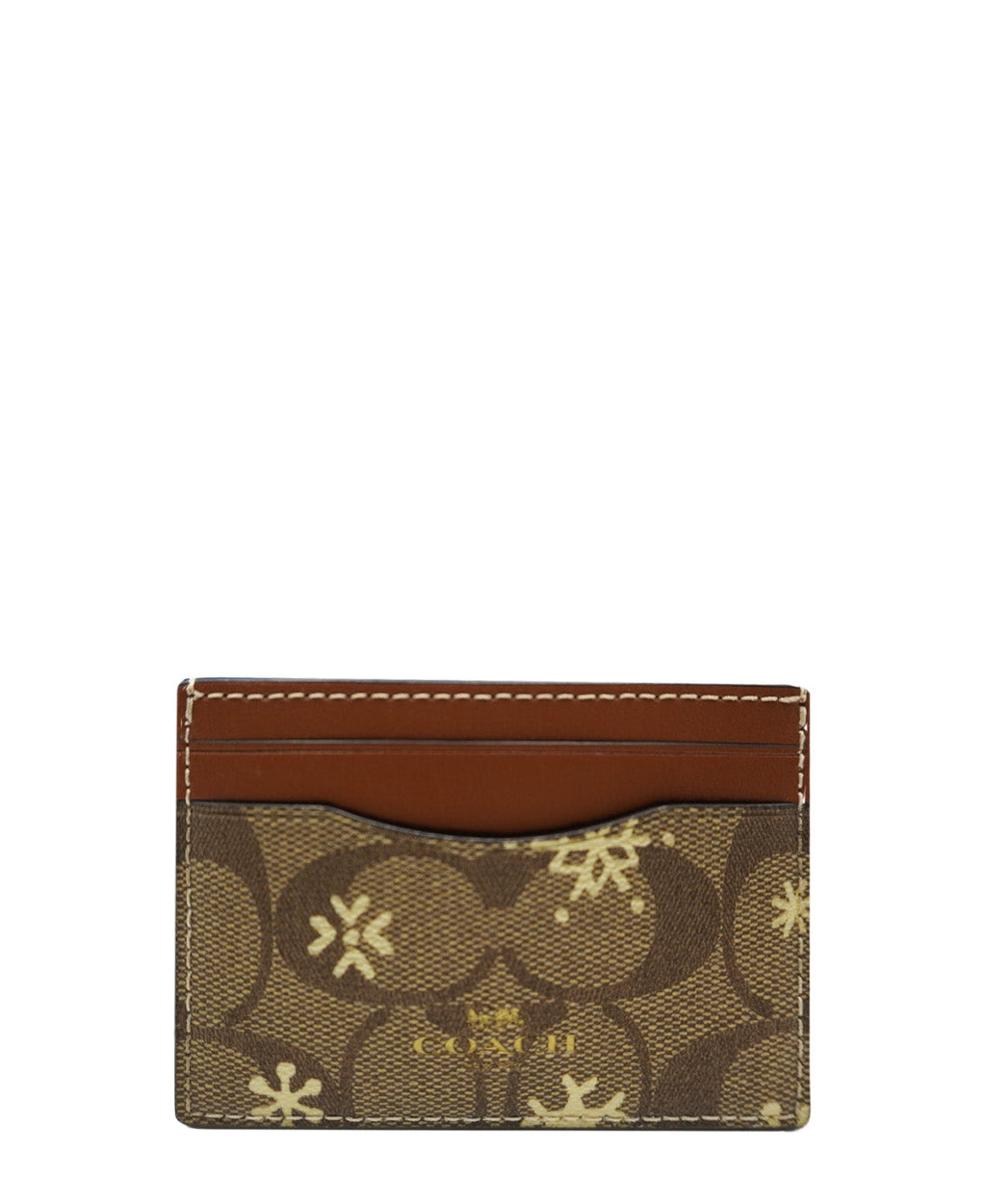 Card Case Signature Canvas Snowflake Print Tan, Multicolor