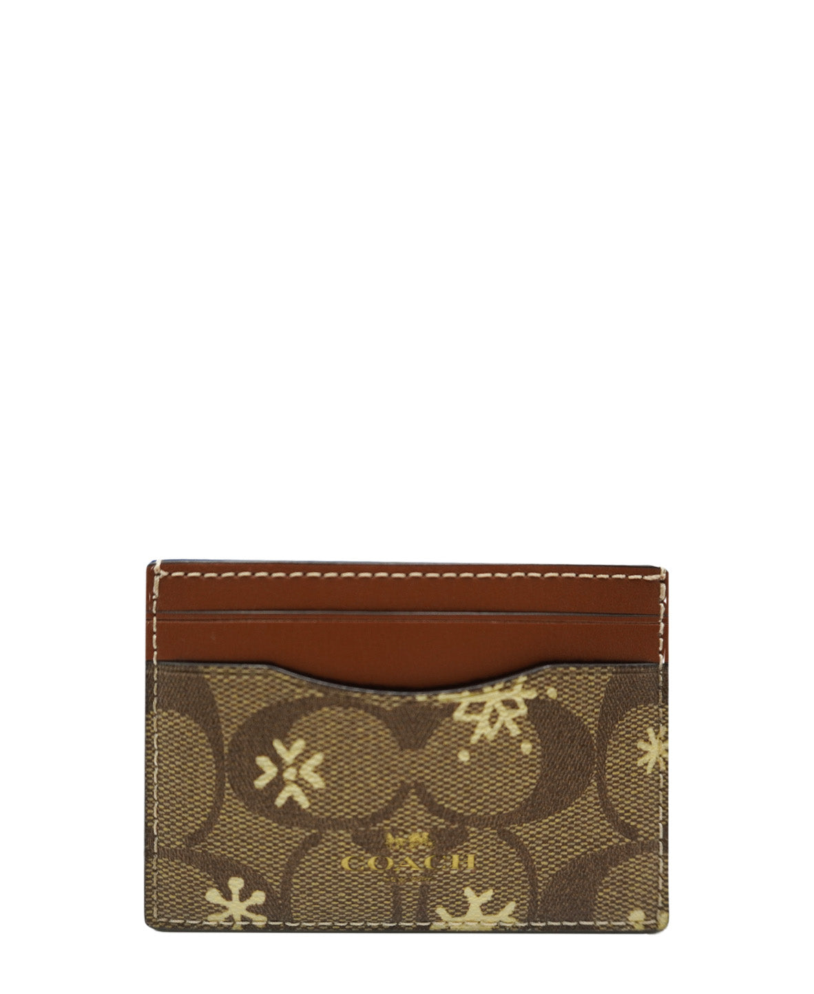 Card Case Signature Canvas Snowflake Print Tan, Multicolor