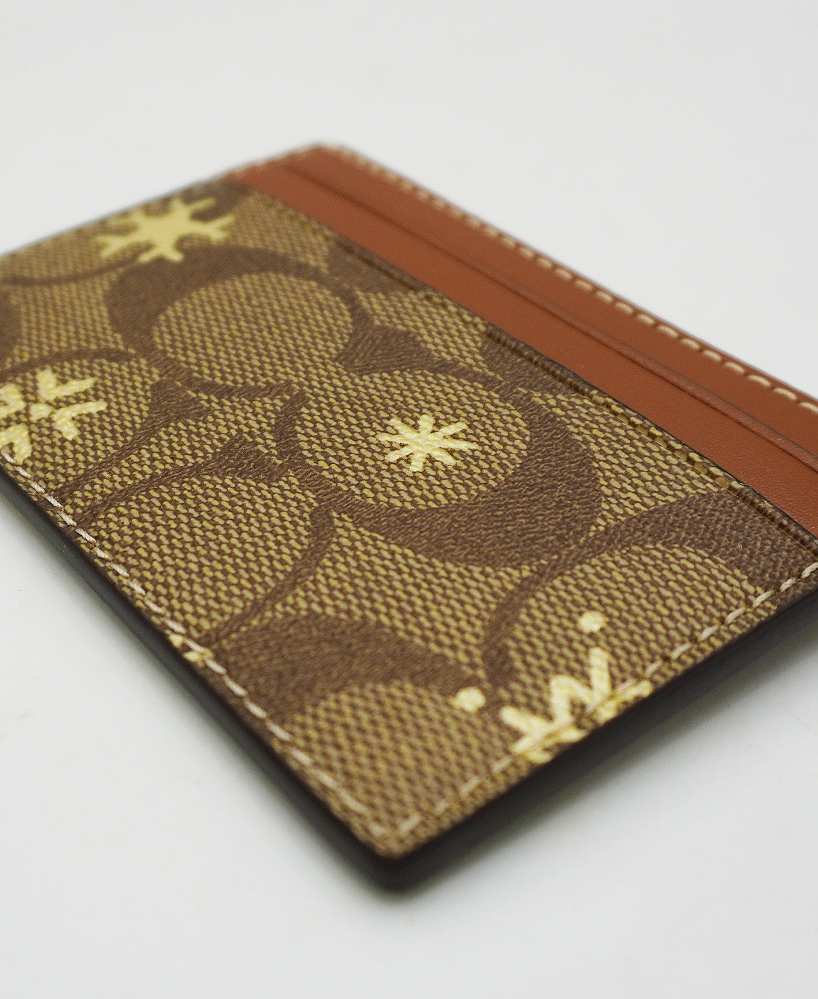 Card Case Signature Canvas Snowflake Print Tan, Multicolor