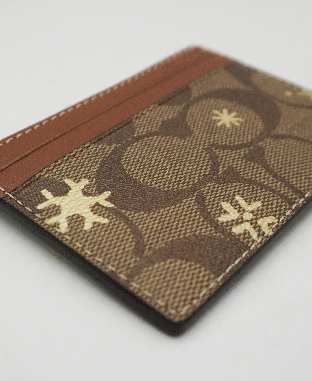 Card Case Signature Canvas Snowflake Print Tan, Multicolor
