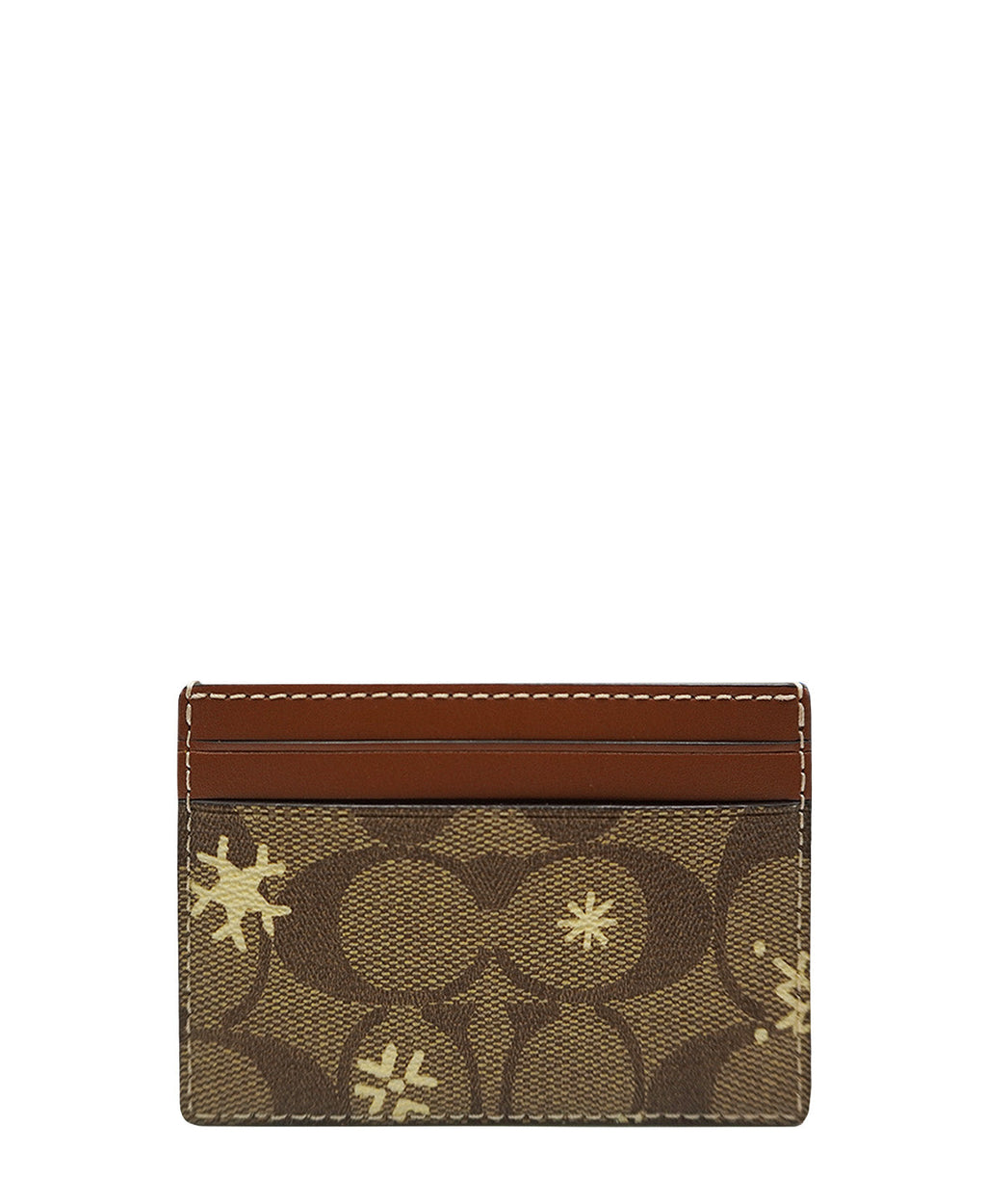 Card Case Signature Canvas Snowflake Print Tan, Multicolor