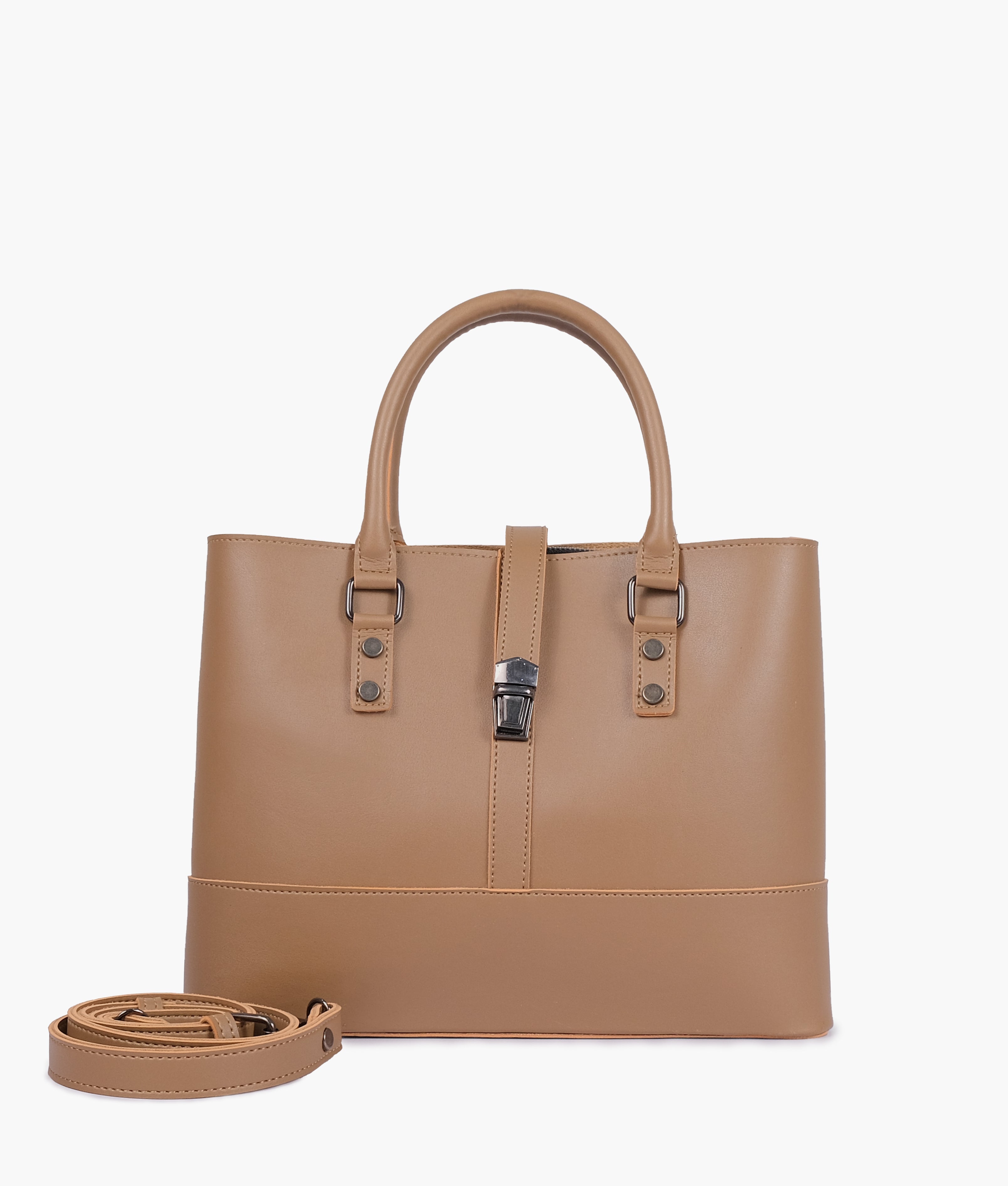 Coffee multi-compartment shoulder bag