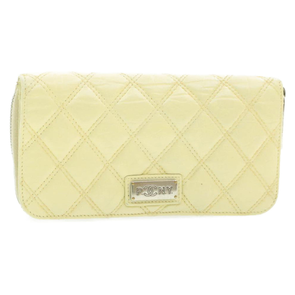 CHANEL Matelasse Zippy Long Wallet Beige CC cr619