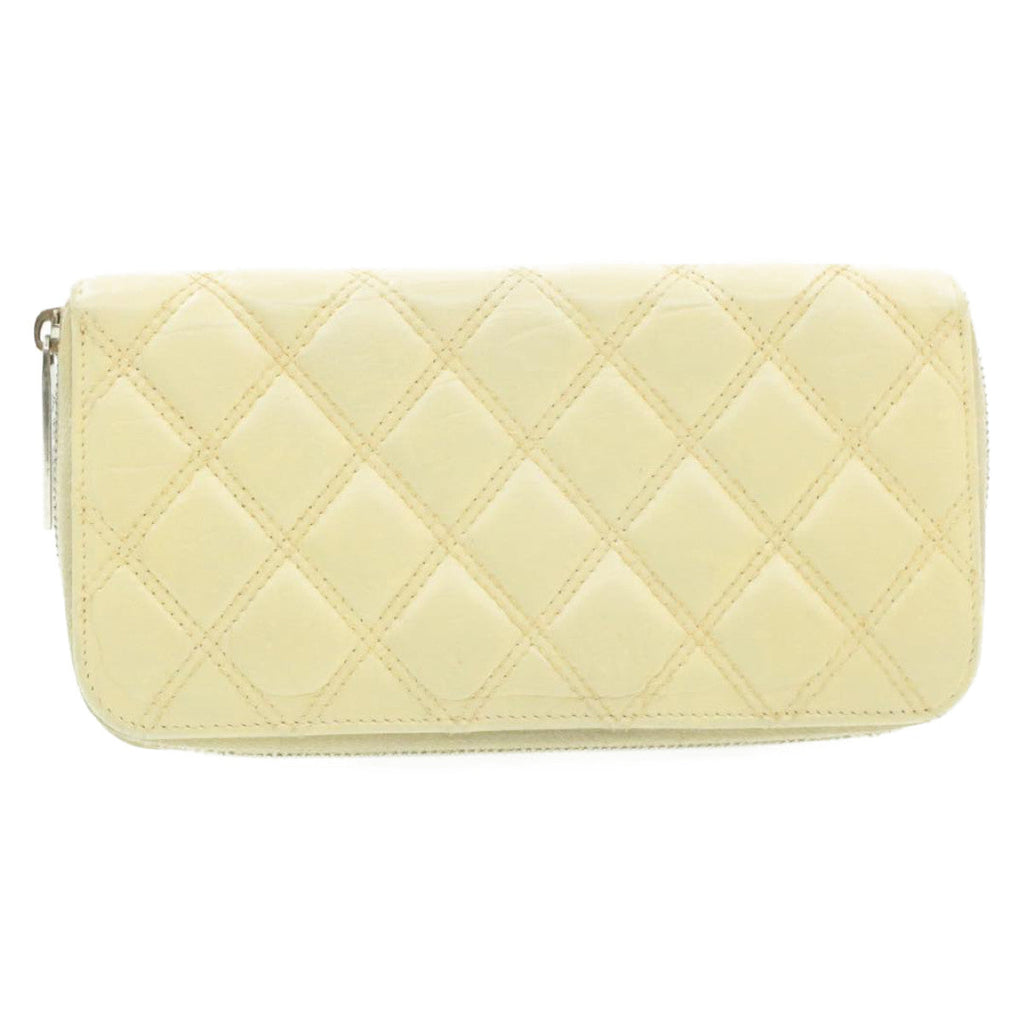 CHANEL Matelasse Zippy Long Wallet Beige CC cr619
