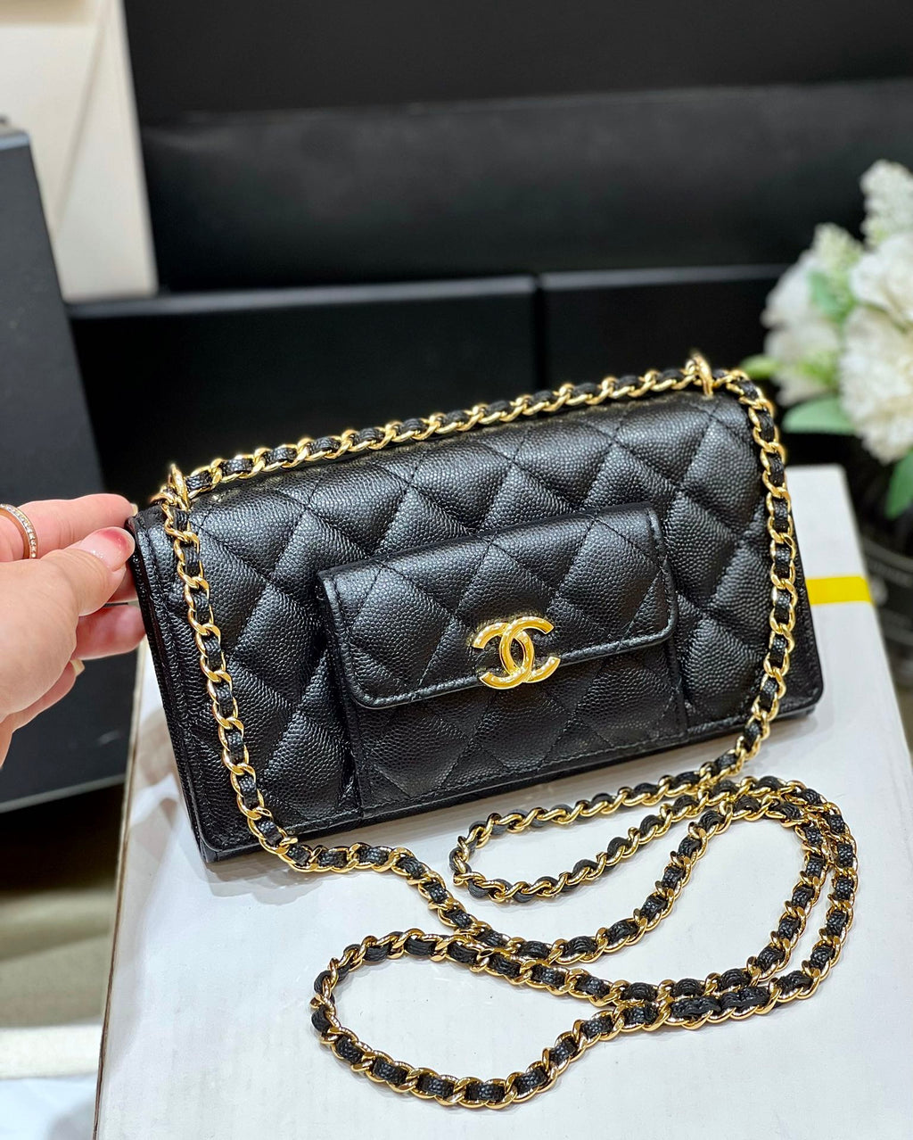 CHLSmall Coin Pocket WOC Shoulder Bag Black For Women, Women’s Bags 7.9in/20cm