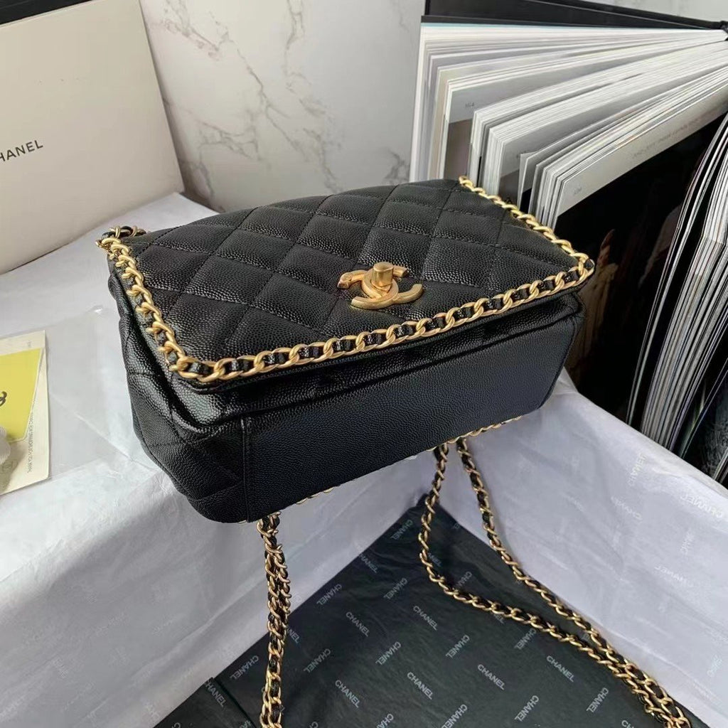 CHLFlapbag With Chain Black For Women, Women’s Bags 8.3in/21cm