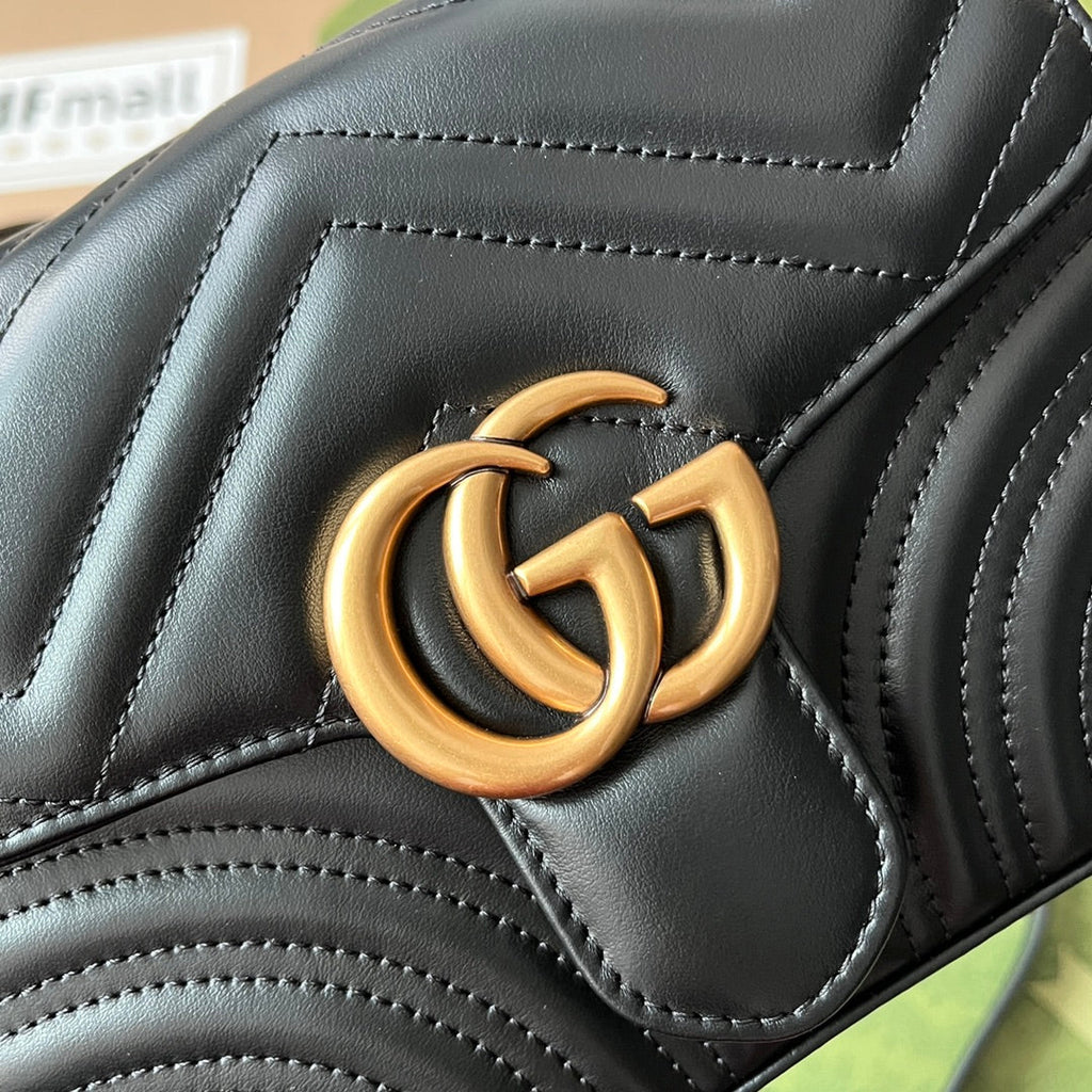gg Marmont Mini Top Handle Bag Black For Women, Women’s Bags 8.3in/21cm gg ‎547260 DTDIT 1000