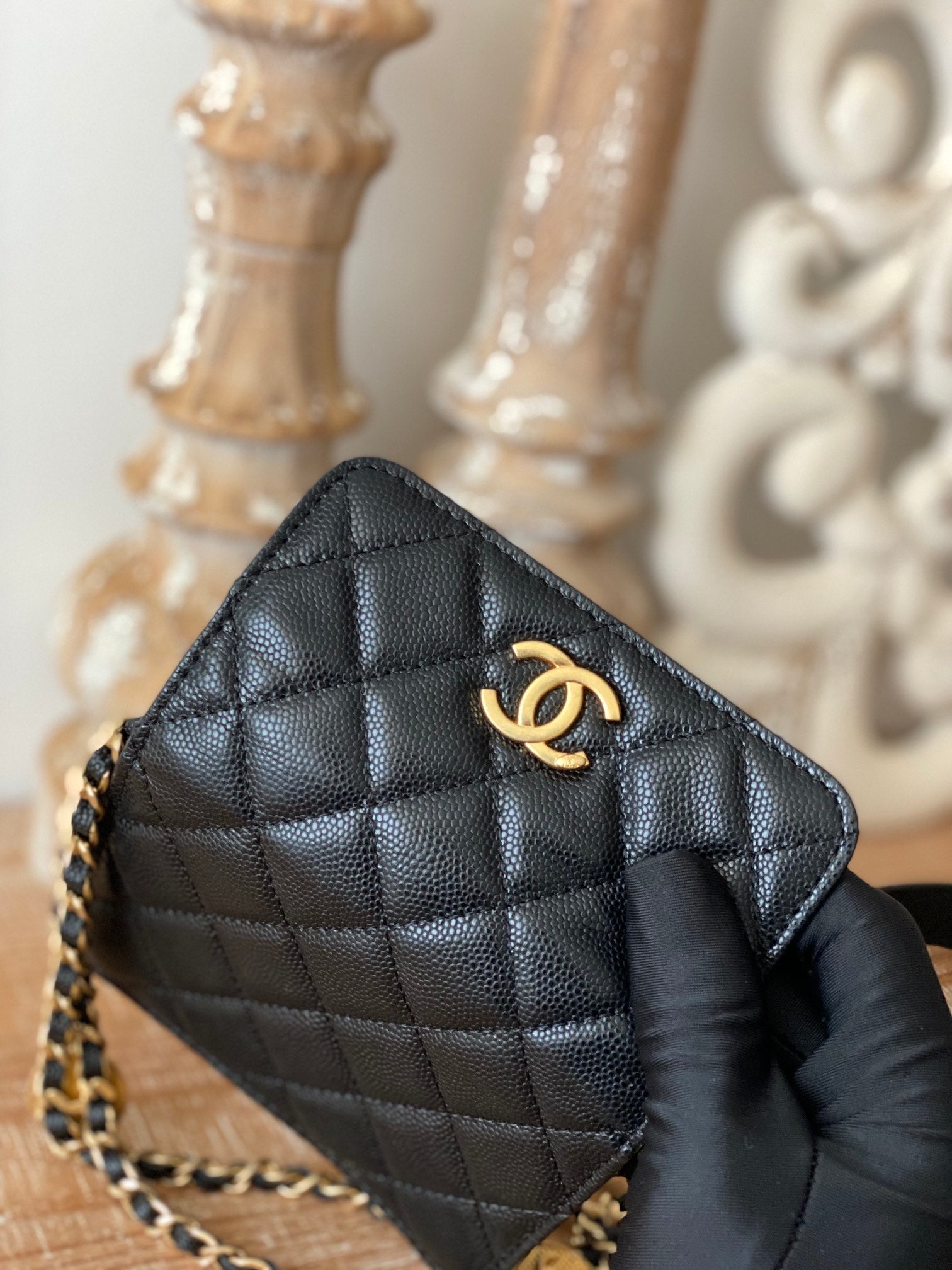 CHL Clutch With Chain Black For Women, Women’s Bags 4.8in/12.3cm AP2857 B08447 94305