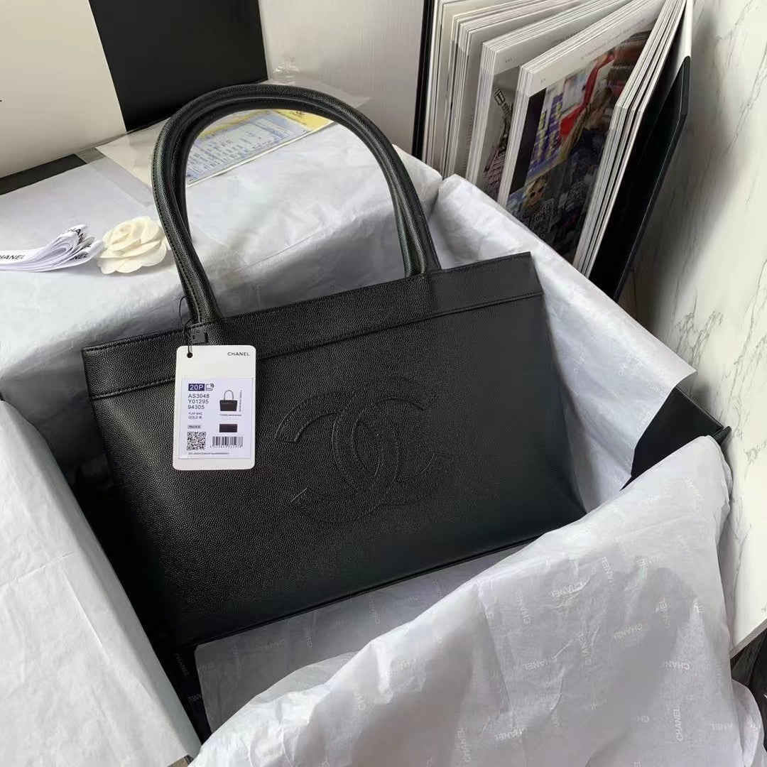 CHLVintage CHLOpen Tote Caviar East West Black For Women, Women’s Bags 14.5in/36.9cm