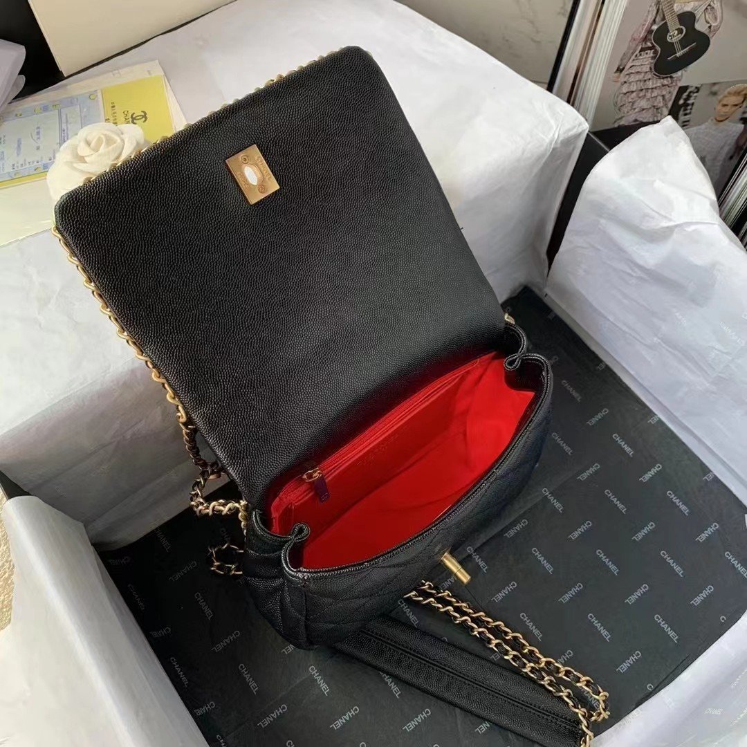 CHLFlapbag With Chain Black For Women, Women’s Bags 8.3in/21cm