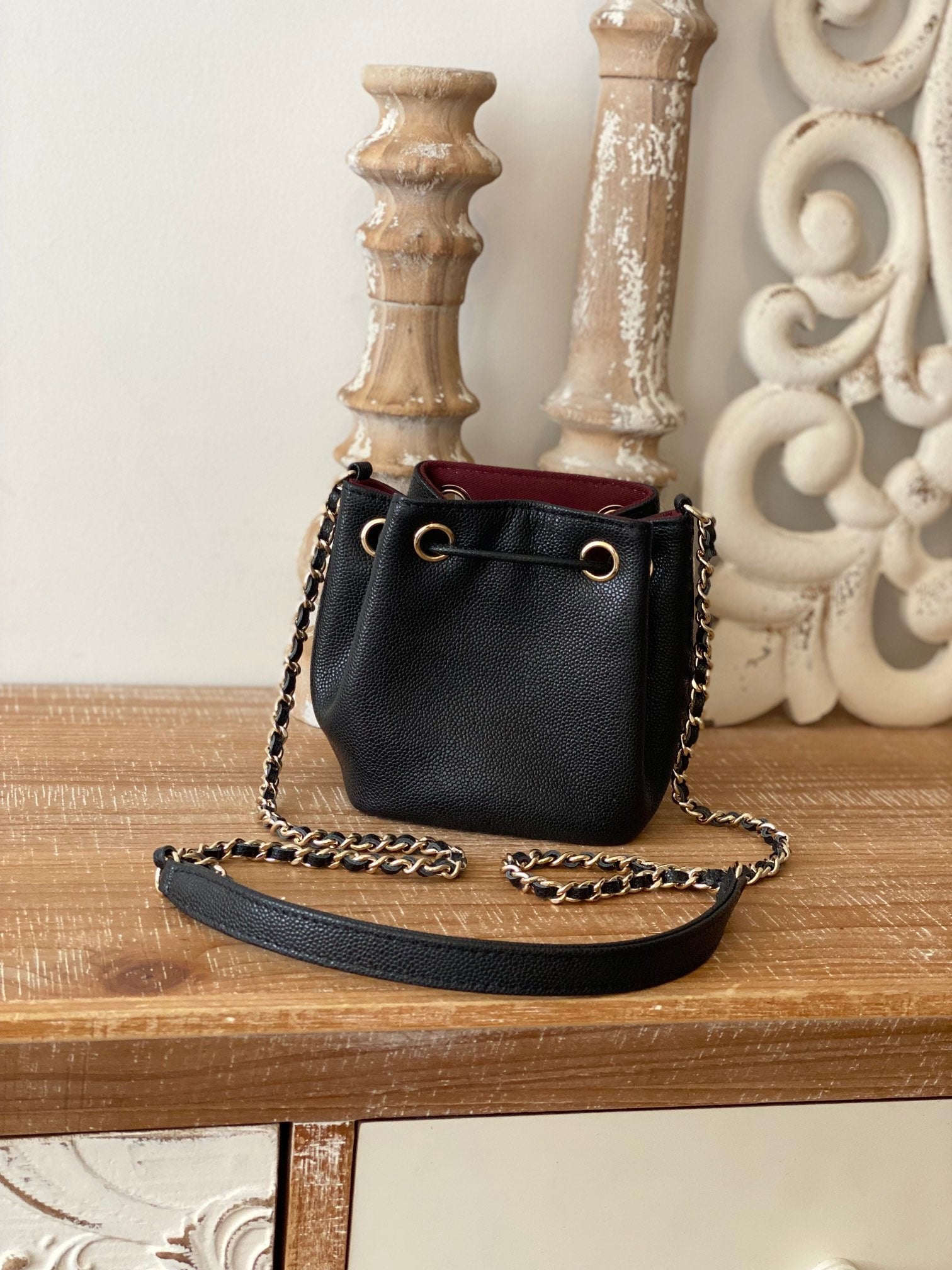 CHLMini Bucket Bag With Strap Black For Women Bags 4.9in/12.5cm