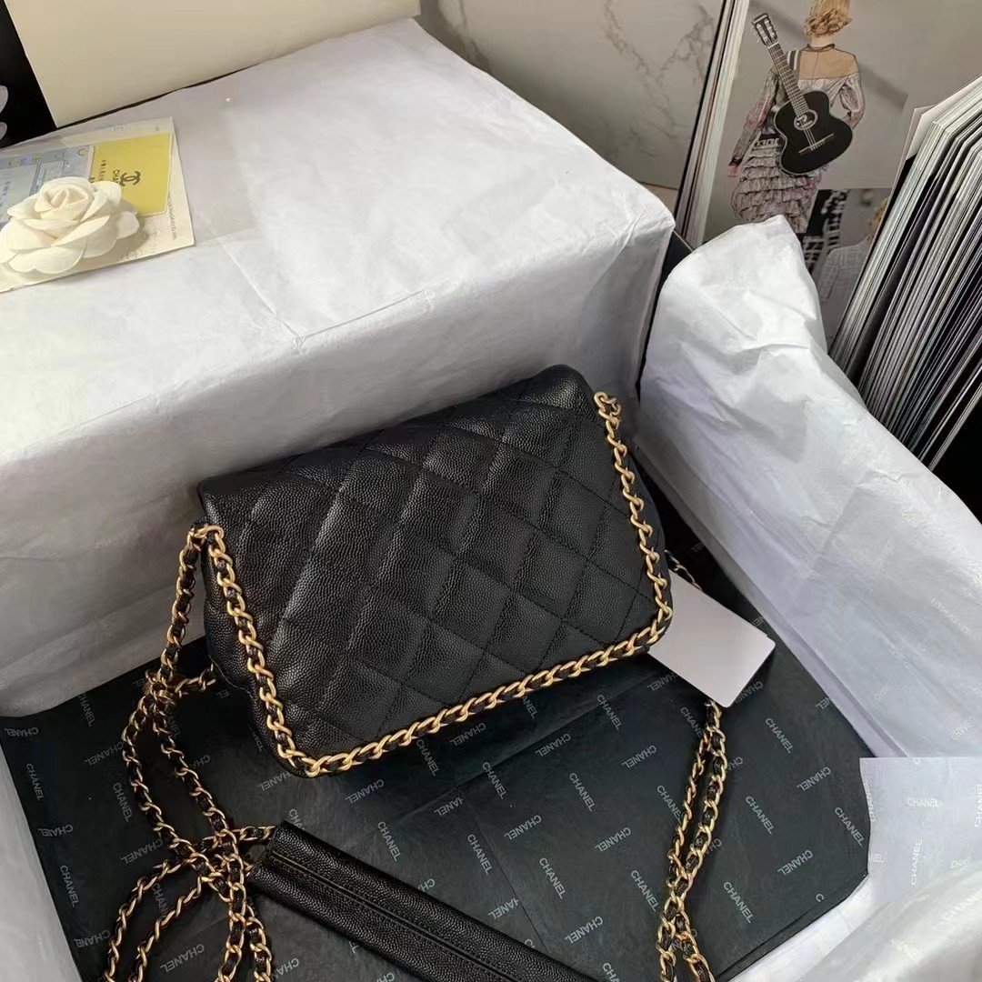 CHLFlapbag With Chain Black For Women, Women’s Bags 8.3in/21cm