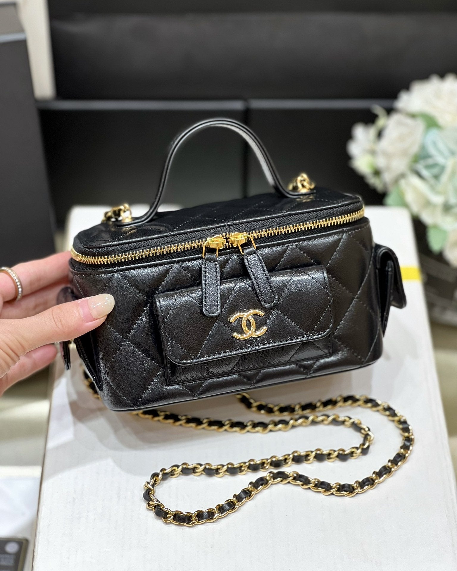 CHLVanity Bag With Strap Black For Women, Women’s Bags 6.6in/17cm AP3017 B09208 94305