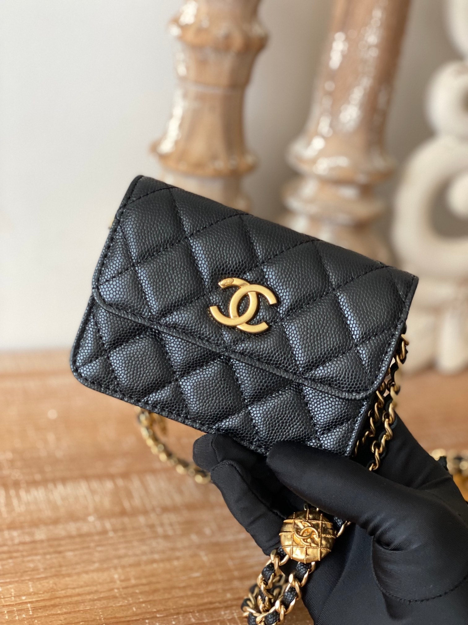 CHL Clutch With Chain Black For Women, Women’s Bags 4.8in/12.3cm AP2857 B08447 94305