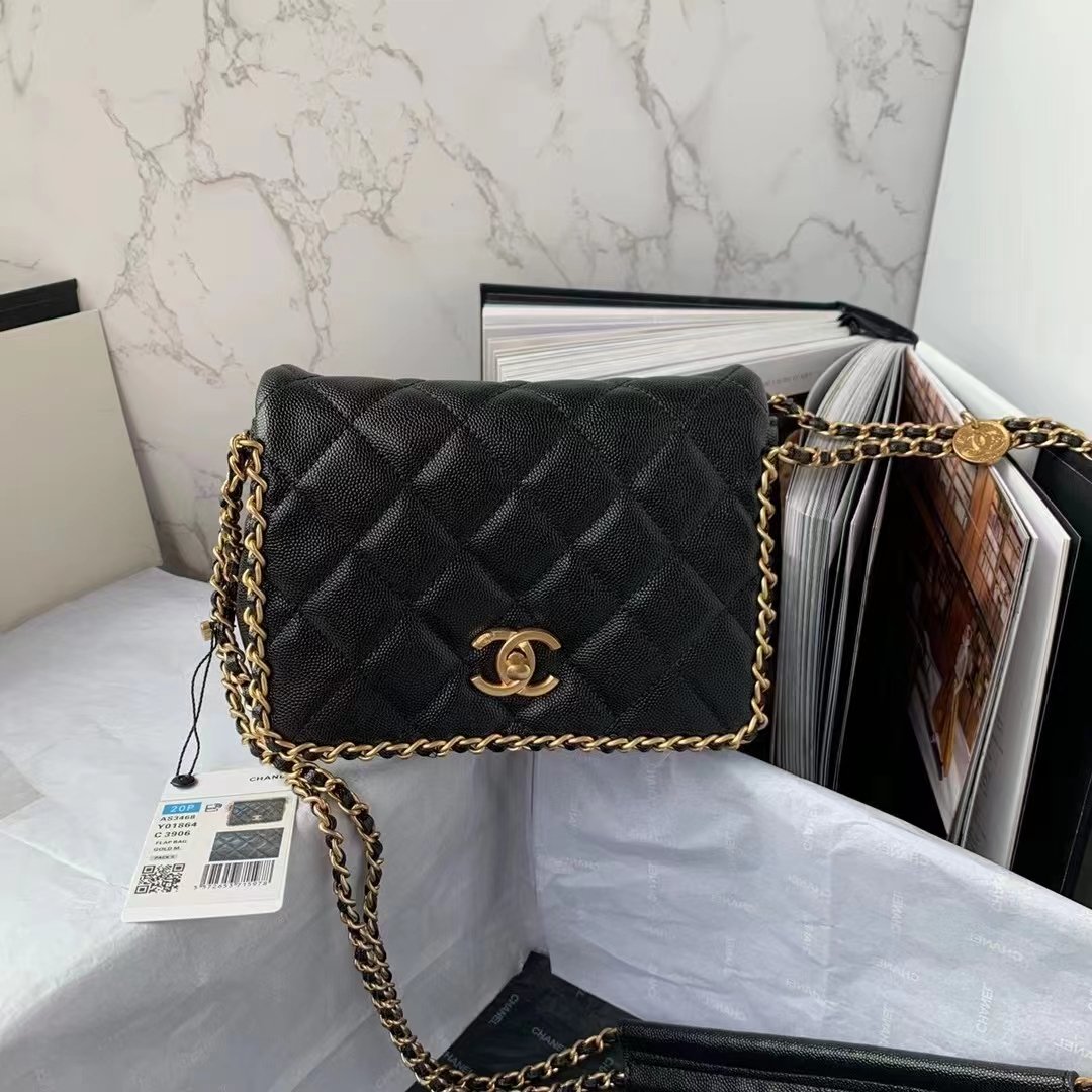 CHLFlapbag With Chain Black For Women, Women’s Bags 8.3in/21cm