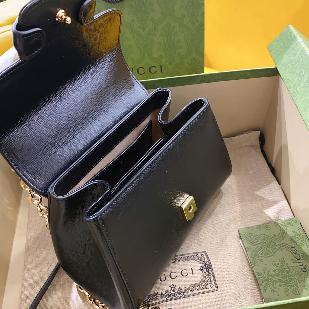 gg Horsebit 1955 Mini Bag Black For Women, Women’s Bags 8.7in/22cm gg 703848 AAA7G 1000