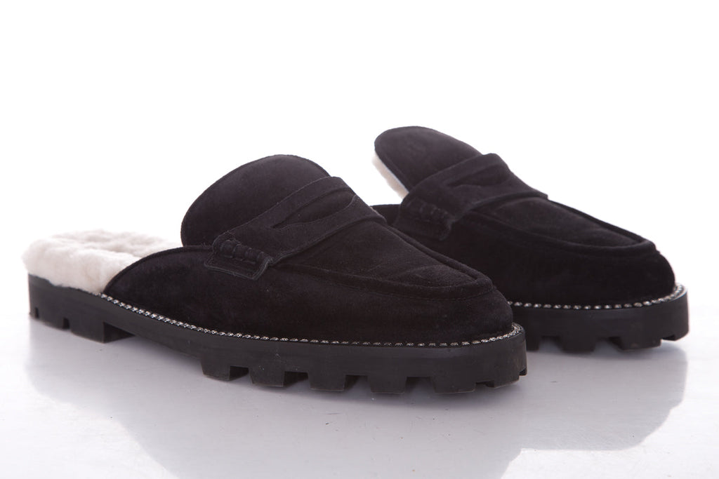 Jimmy Choo Black Suede Ronnie Embellished Mules SZ 39.5