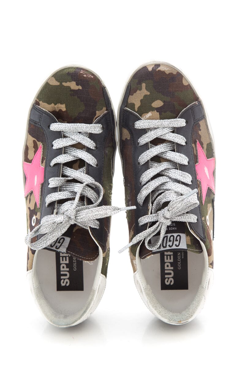 Golden Goose Camo Pink Star Super-Star Sneakers SZ 37