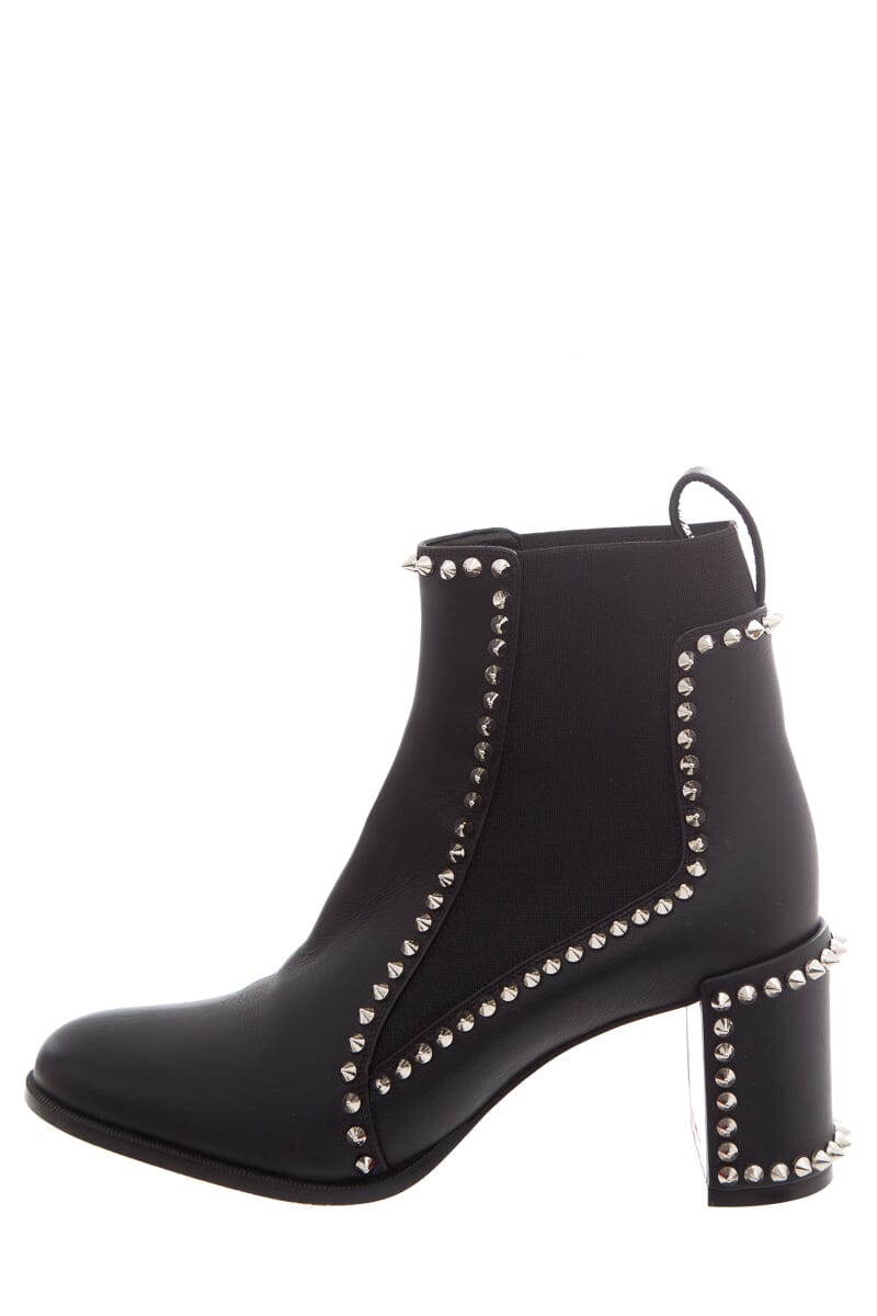Christian Louboutin Black Outline Spike Leather Booties SZ 37