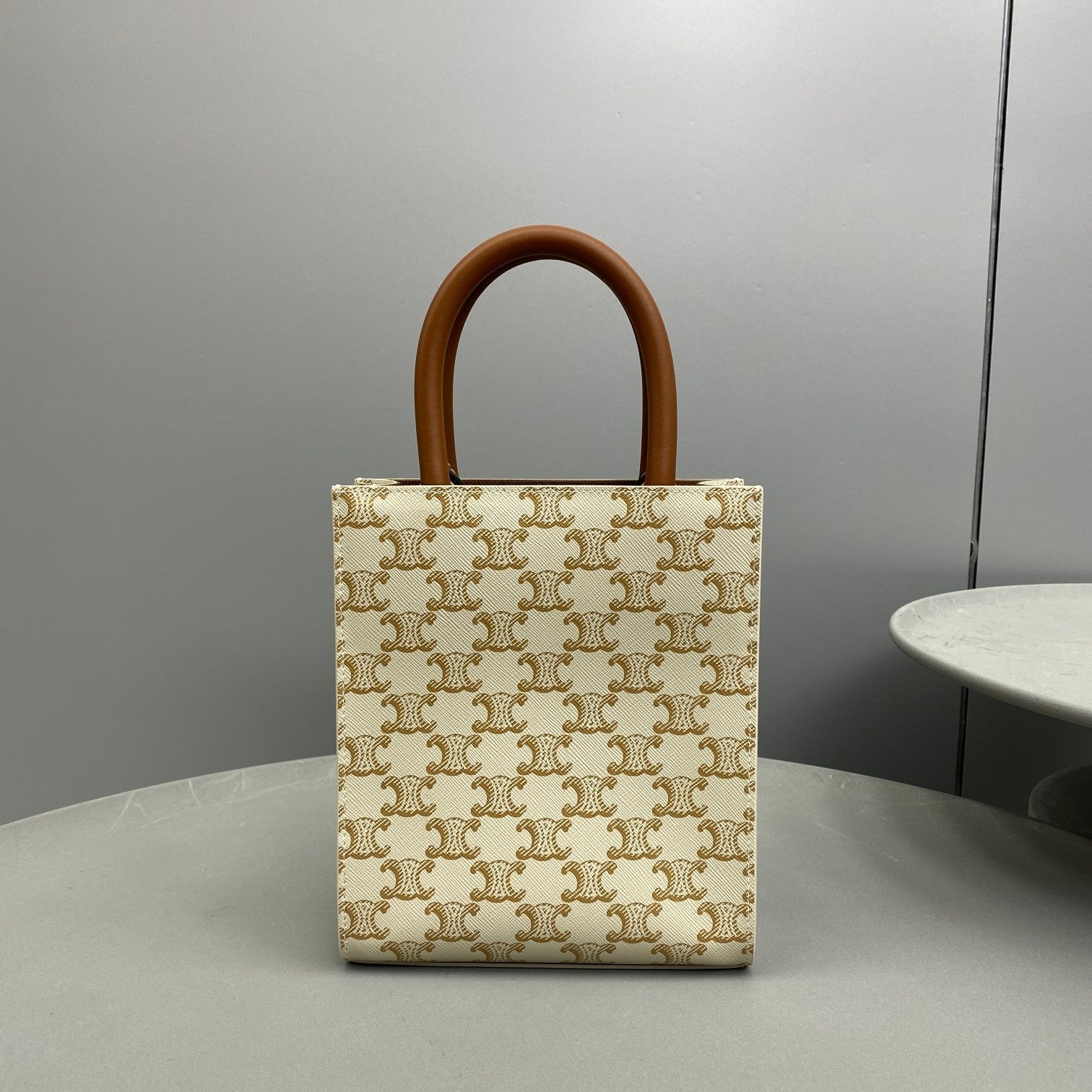 GLAMI Mini Vertical Cabas In Triomphe Canvas White For Women 7.2in/18cm 194372BZK.01BC