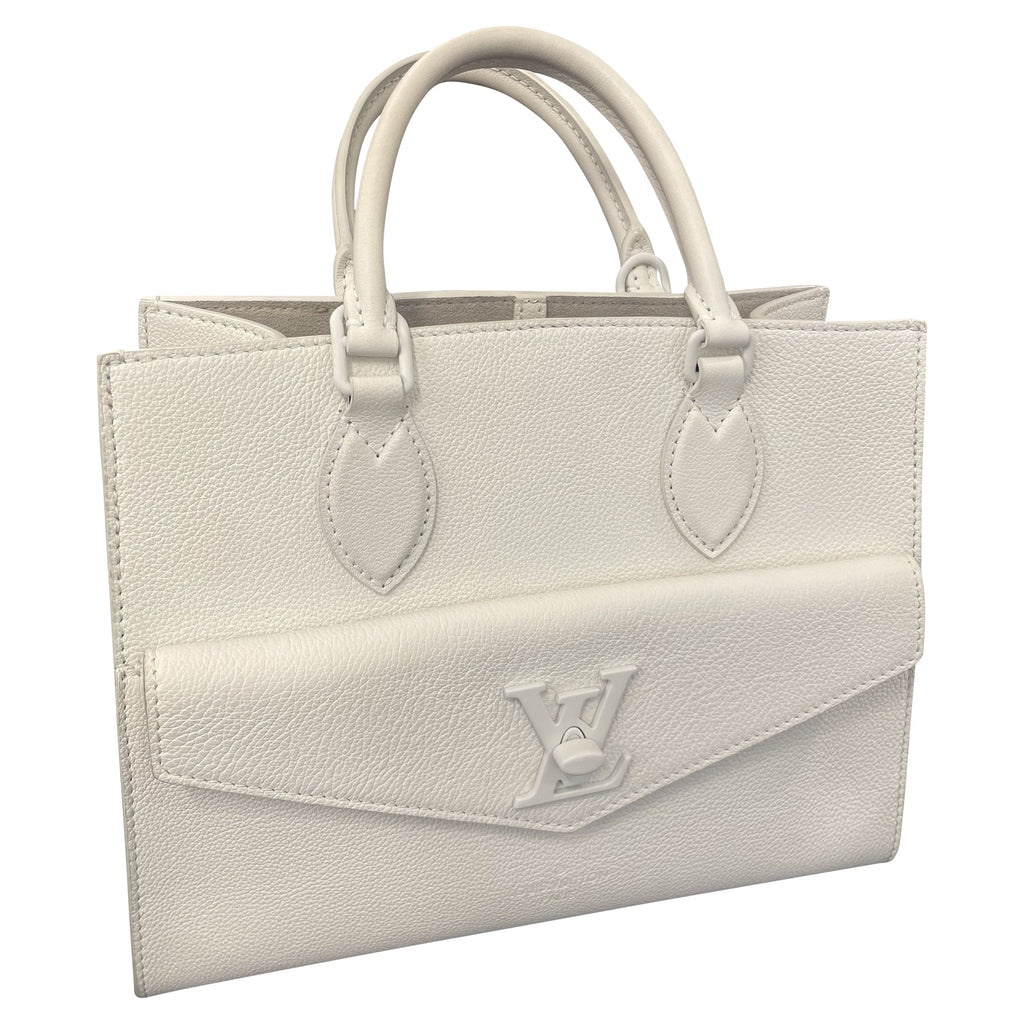 Louis Vuitton White Leather Monochrome Lockme Tote PM