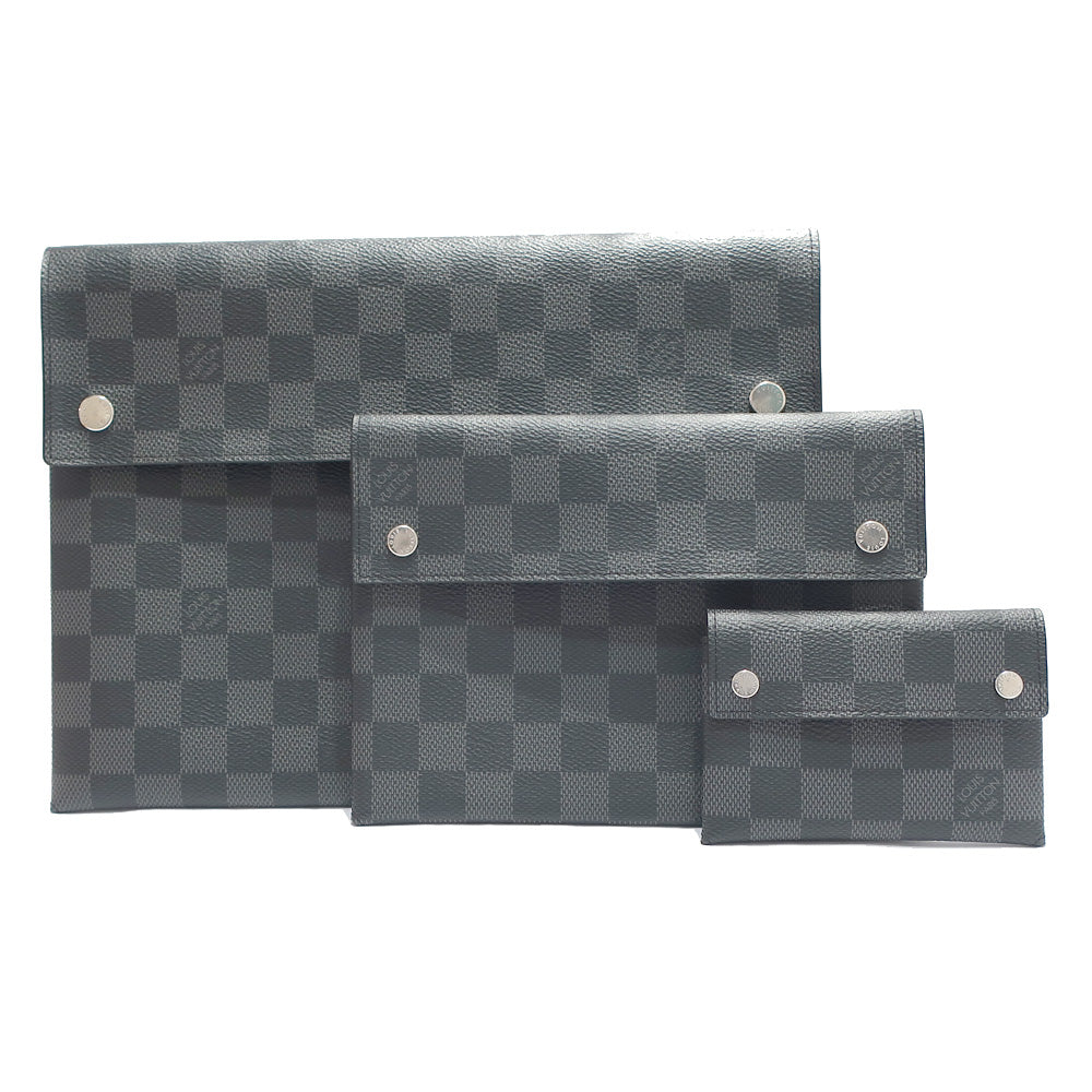 Louis Vuitton Alma Triple Pochette N60255 Damiet Silver   Clutch Bag Mens Box Preservation Bag