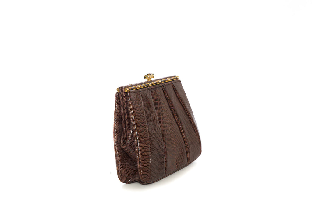 Judith Leiber Brown Snakeskin Cross-Body