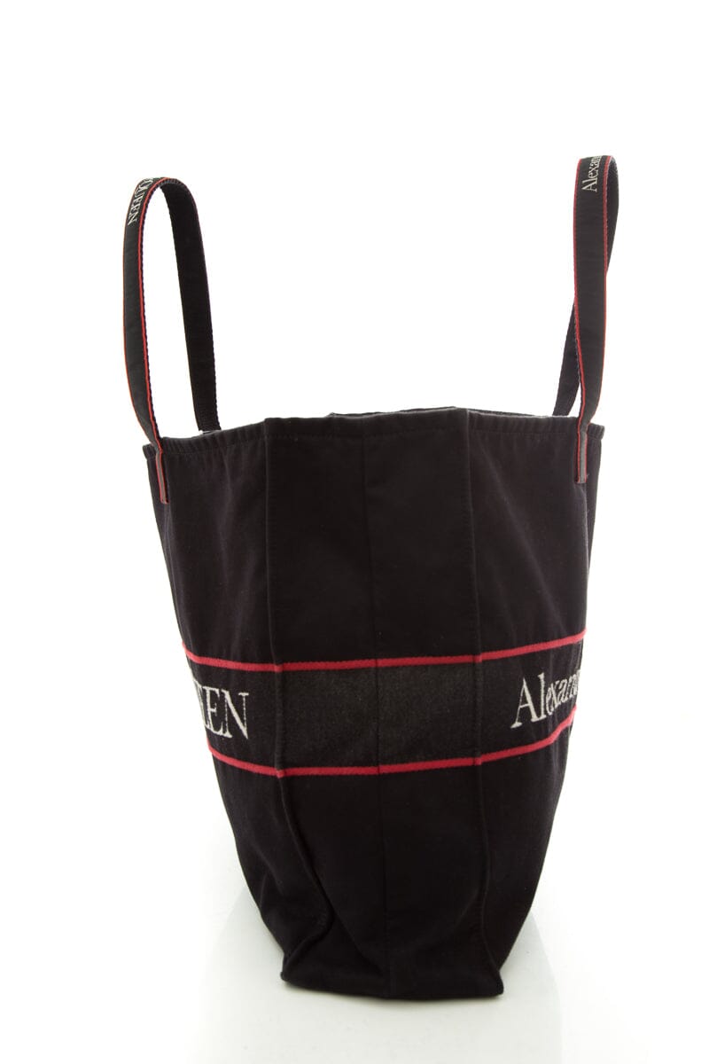 Alexander McQueen Black & Red Signature Canvas Tote